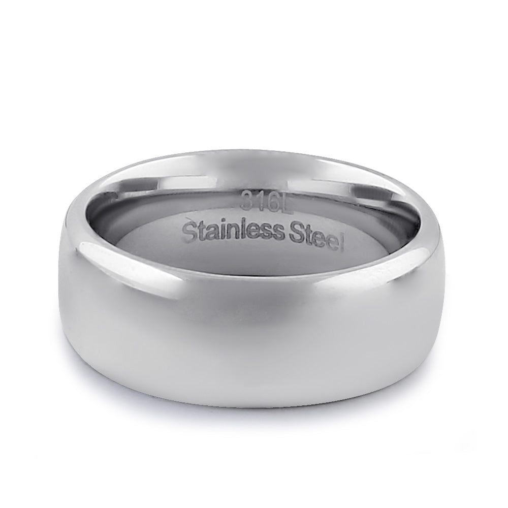 8mm Polished Stainless Steel Men's Wedding Band Ring - Durable & Hypoallergenic for Everyday Wear, Anniversary & Engagement Gifts