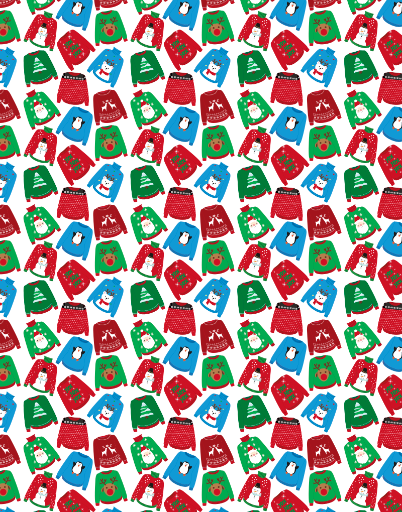 Festive Christmas Sweaters Scalloped Tissue Paper - Holiday Gift Wrapping, Party Decorations & DIY Craft Supplies for Christmas Presents