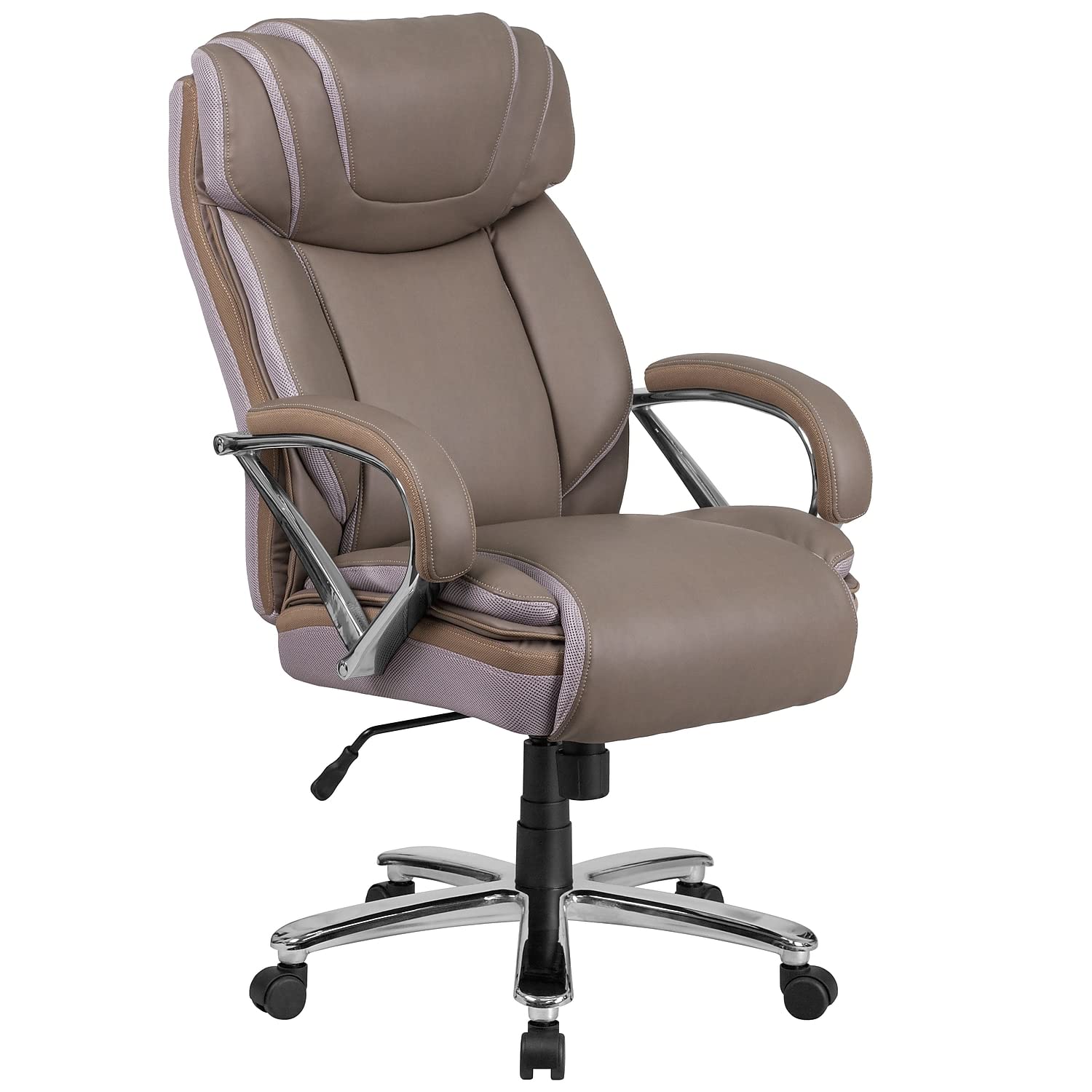 Flash Furniture HERCULES Series Big & Tall 500 lb. Capacity Taupe LeatherSoft Executive Swivel Ergonomic Office Chair with Extra Wide Seat - Premium Comfort for Home Office, Gaming & Workspaces