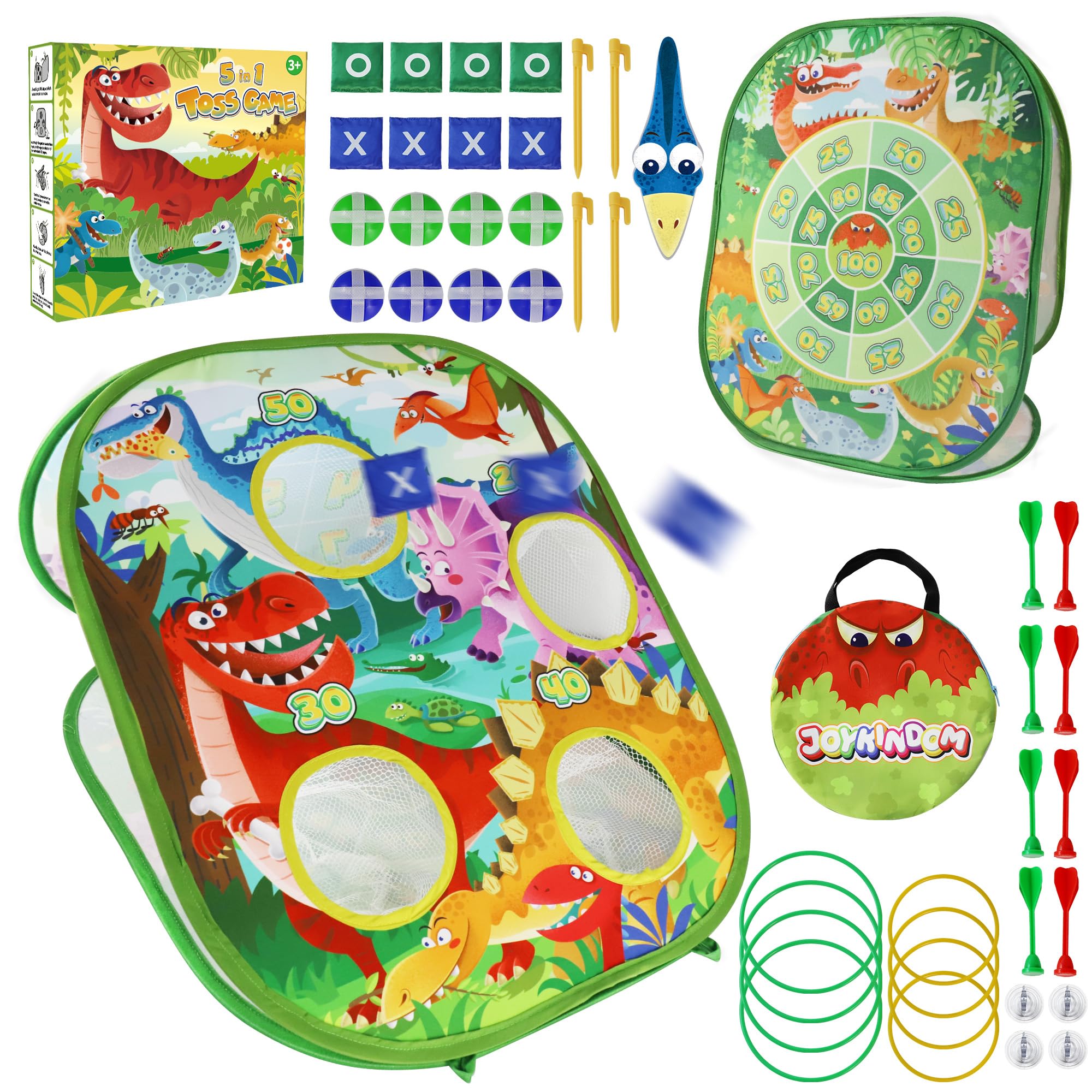 Joykingdom 5-in-1 Outdoor Bean Bag Toss Game Set for Kids & Adults - Backyard, Beach, Lawn Party Activities - Perfect for Boys & Girls Ages 3-8 - Great Birthday Gift & Stocking Stuffer for Family Fun Games