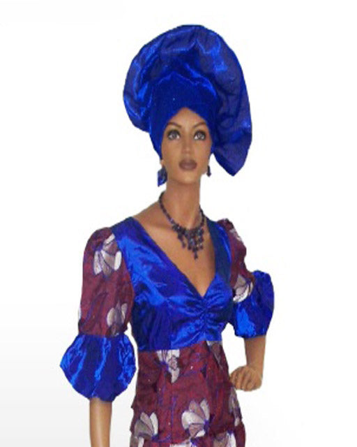 Elegant Burgundy, Royal Blue & Silver Lace Top with Taffeta Accents - Perfect for Evening Parties, Weddings & Special Occasions