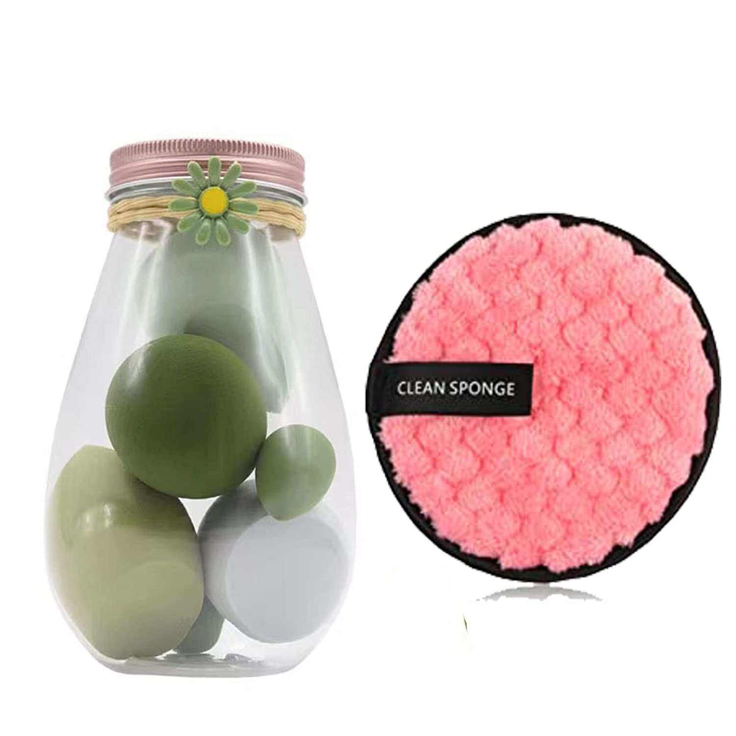 5Pcs Small Beauty Blender Sponge Set - Soft Makeup Sponge for Foundation, Cream & Powder Blending - Includes 1 Makeup Remover Pad - Perfect for Daily Makeup Application & Travel Beauty Essentials