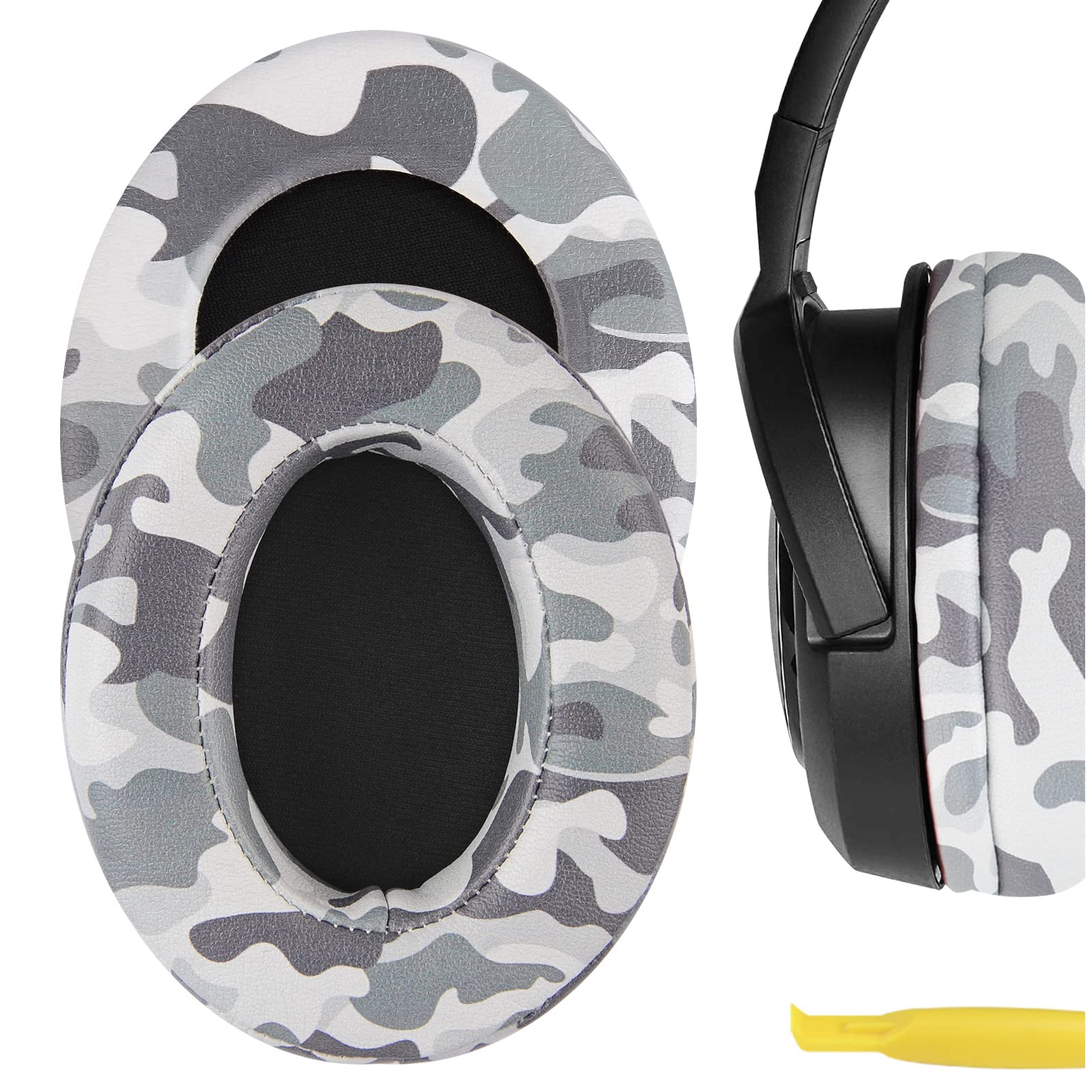 Geekria QuickFit Extra Thick Replacement Ear Pads for Corsair HS35 HS40 HS45 Headphones - Noise Isolating Memory Foam Cushions - Gaming Headset Earpads Repair Parts (Camo) - Perfect for Long Gaming Sessions & Music Listening