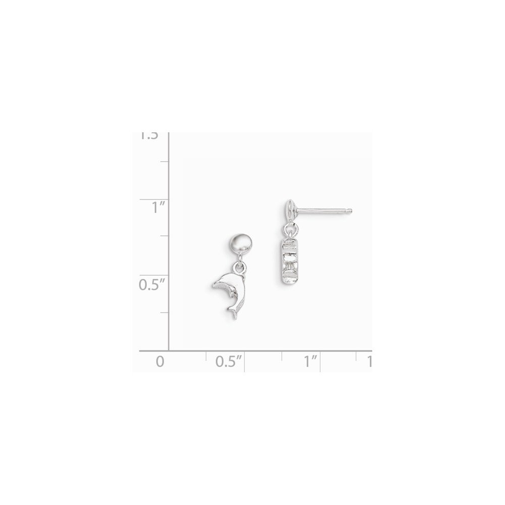 925 Sterling Silver Dangle Dolphin Post Earrings for Women - Hypoallergenic Marine Animal Jewelry Gift for Beach Lovers, Ocean Theme Party & Everyday Wear