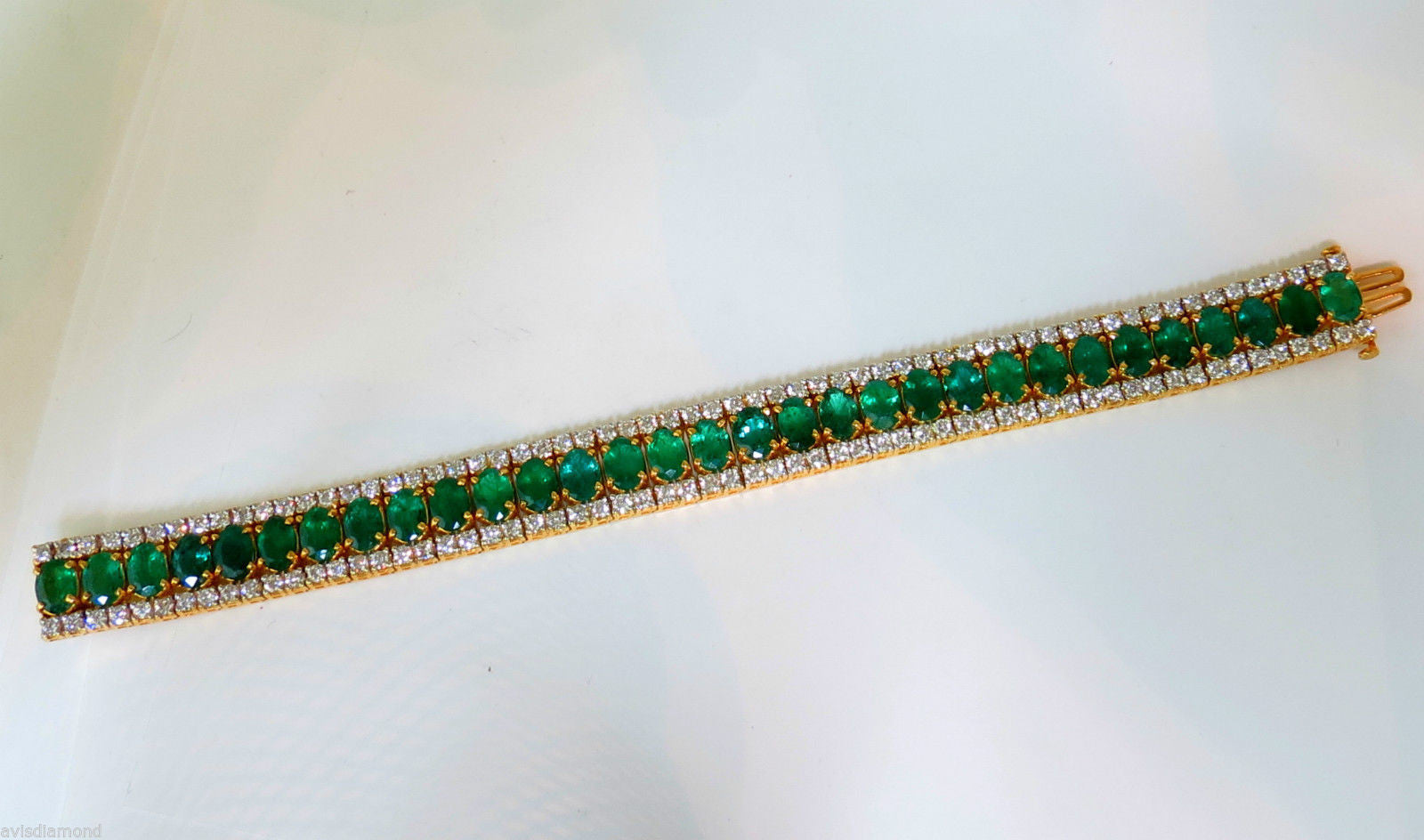 32CT Natural Vivid Green Emerald Diamond Bracelet - G/VS Multirow Tennis Bracelet for Women, Perfect for Weddings, Parties & Special Occasions