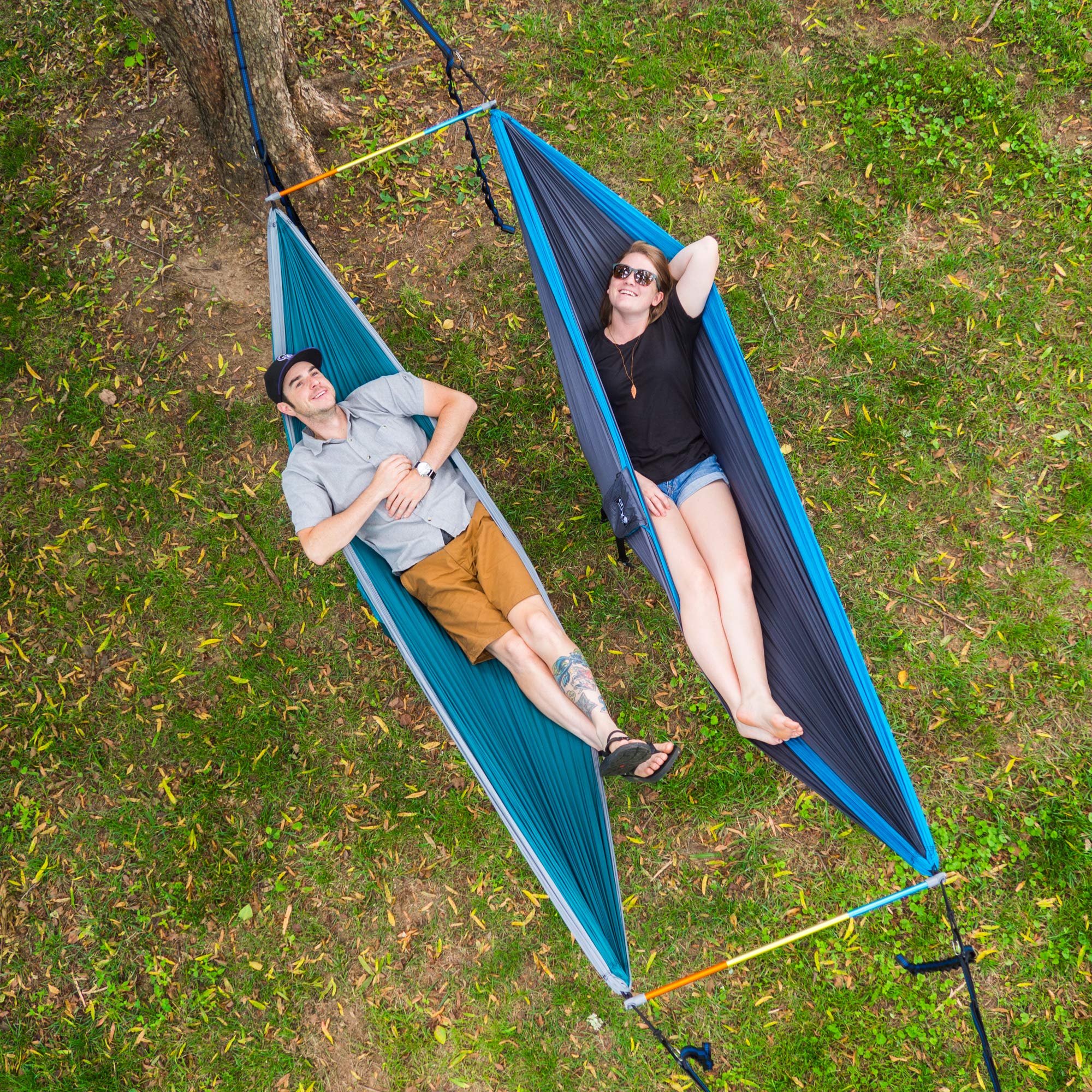 ENO Fuse Tandem Hammock System - Lightweight Durable Double Hammock with Retro Color & Anodized Aluminum Spreader Bars (277g) - Perfect for Camping, Backpacking & Outdoor Adventures
