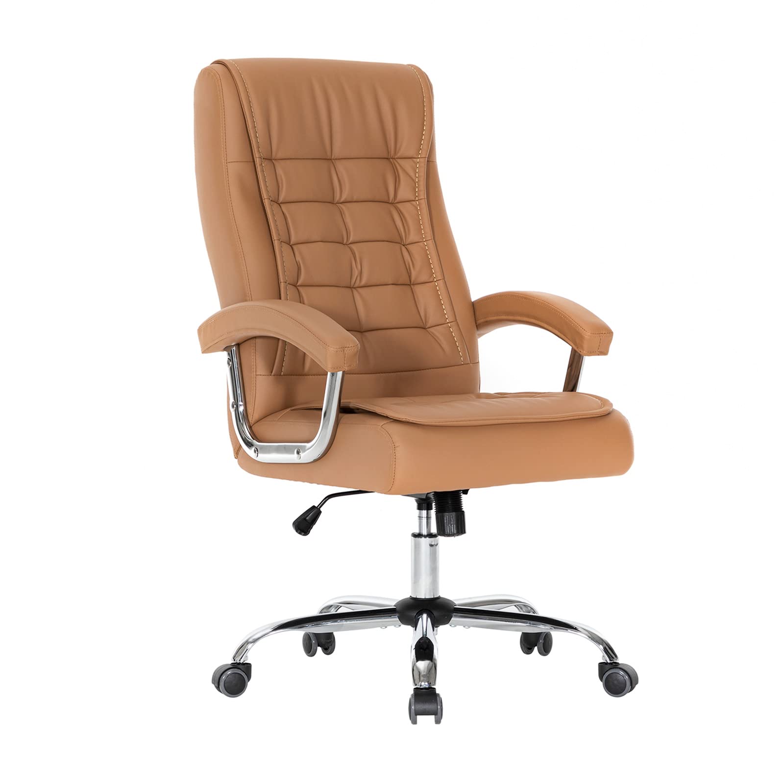 Premium Ergonomic Executive Office Chair - Adjustable High Back Leather Swivel Desk Chair with Padded Armrests, 350lbs Weight Capacity & Spring Seat - Ideal for Home Office, Gaming & Computer Workstations (Khaki)