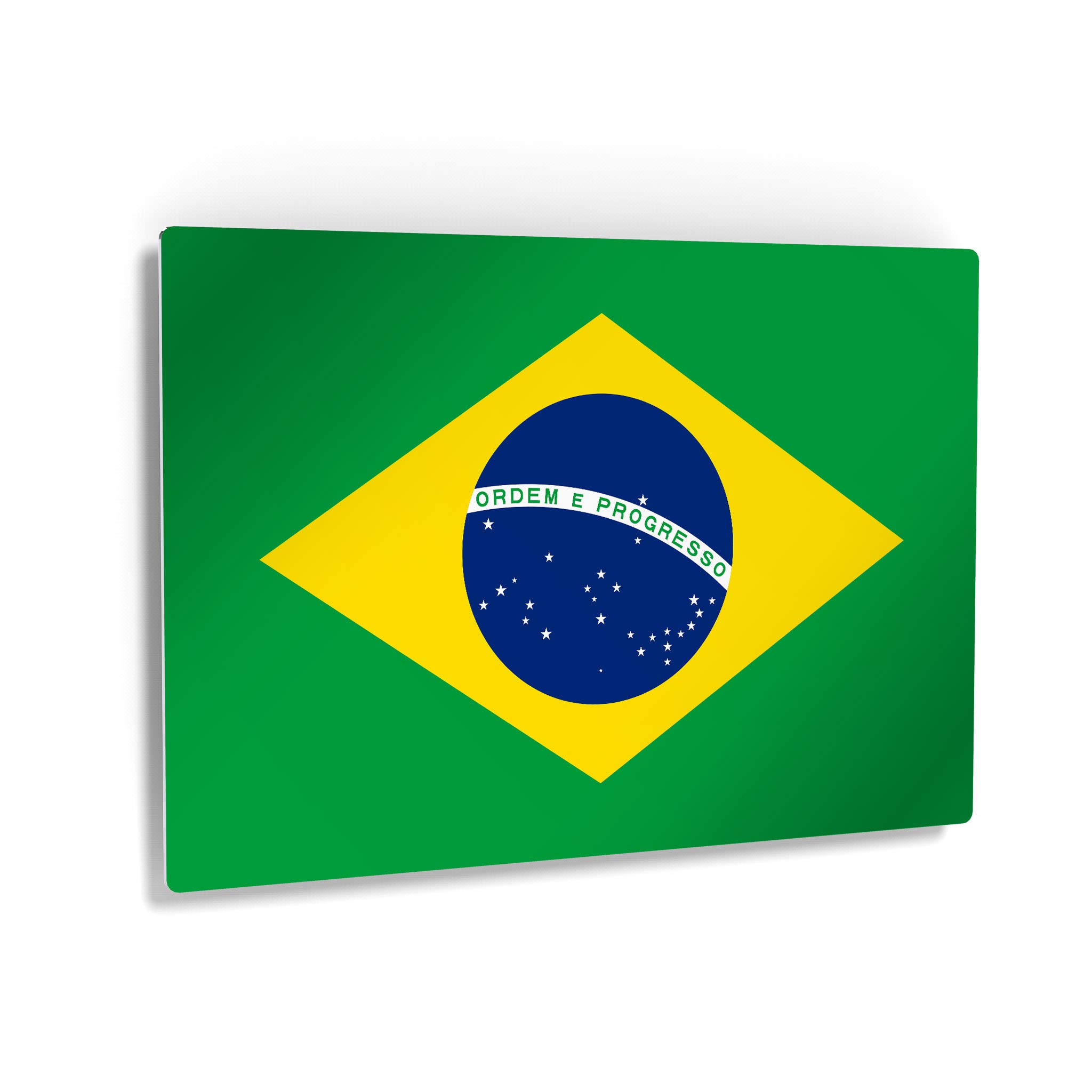 Brazil Flag Metal Wall Art Print - 16x24 Inch Modern Home Decor for Office, Living Room, Dorm, Bedroom, Kitchen, Man Cave & Sports Bar | Made in USA, Ready to Hang | Perfect for Game Day, Themed Parties & Patriotic Displays