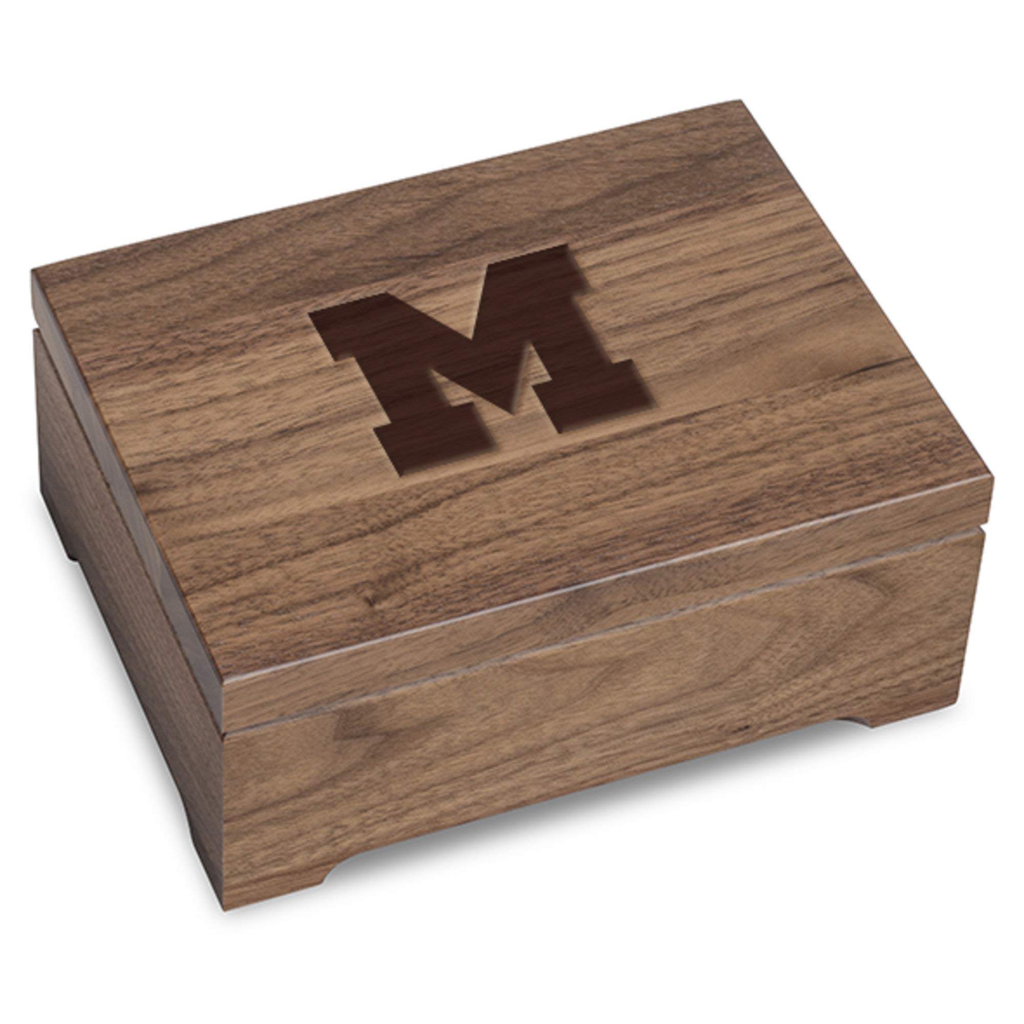 NCAA Licensed Unisex Walnut Wood Desk Box - Perfect for Office, Home, or Dorm Organization & Storage