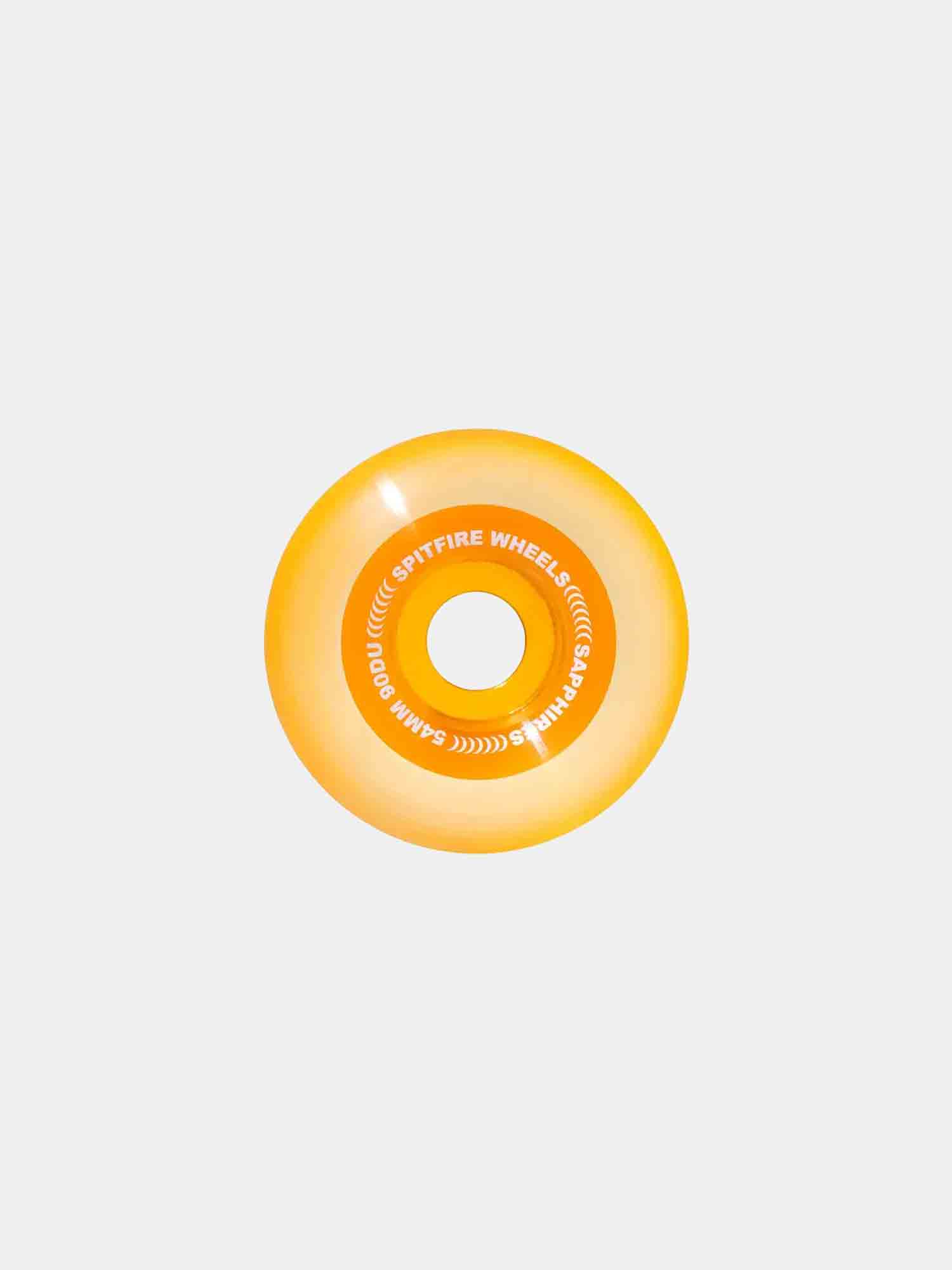 Spitfire 90D Sapphire Skateboard Wheels - Clear/Orange - High-Performance Wheels for Street & Park Skating - Perfect for Cruising, Tricks & Smooth Rides