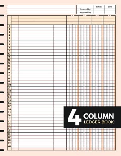 4 Column Accounting Ledger Book - Small Business & Personal Income Expense Tracker, Debit Credit Log, Bill Payment Journal - Perfect for Bookkeeping, Budgeting & Financial Organization