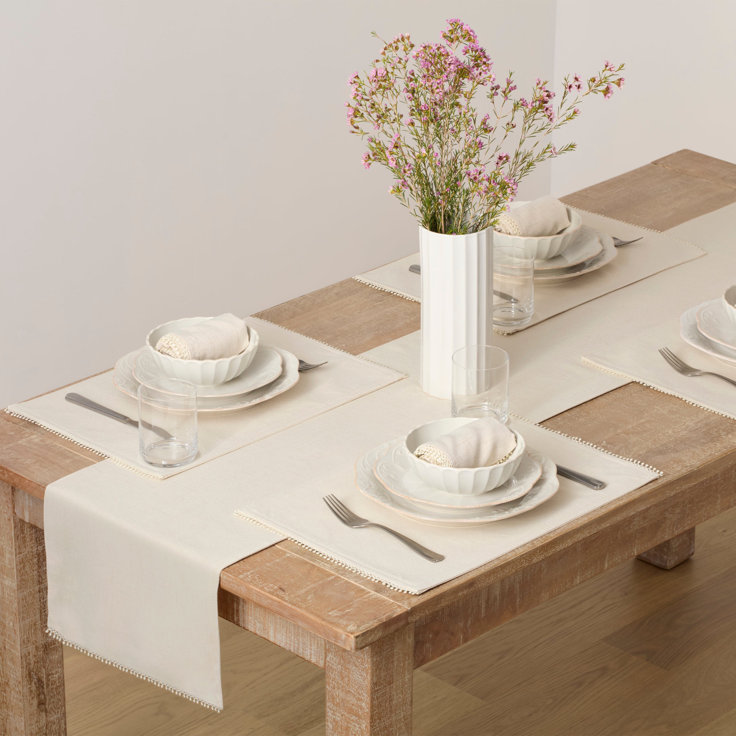 Premium French Perle Natural 13x18 Inch Placemats Set of 4 - Elegant Table Setting for Dining Room, Kitchen, and Party Decor