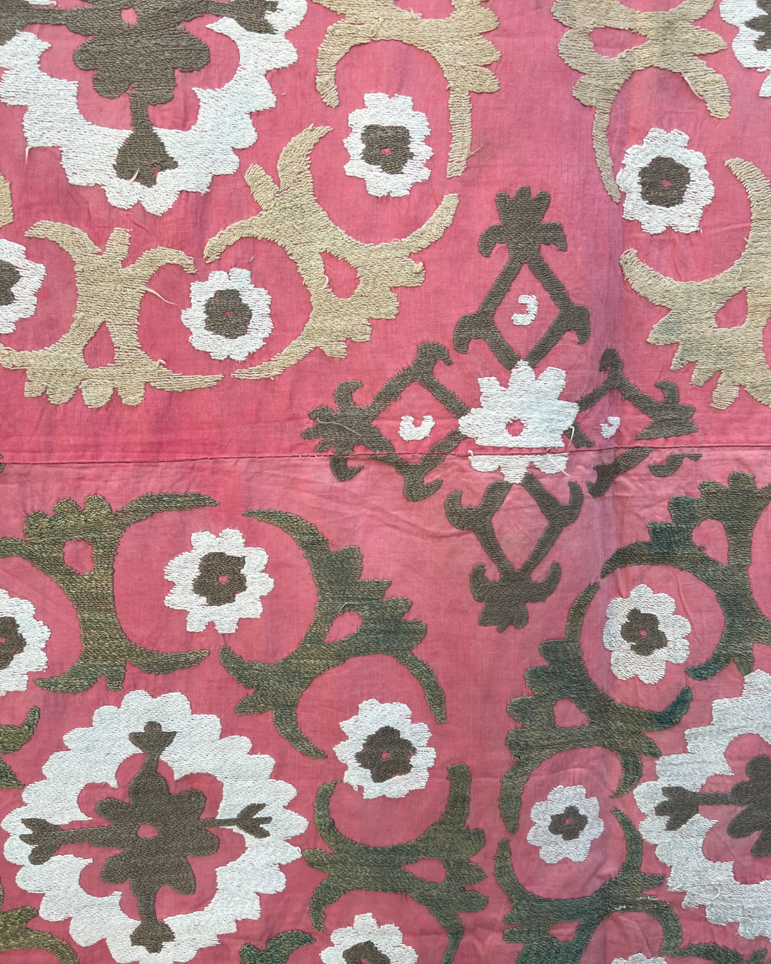 Extra Large Suzani 021 - Handmade Bohemian Style Cotton Throw Blanket for Sofa, Bed & Home Decor - Perfect for Bohemian, Farmhouse & Eclectic Interior Design