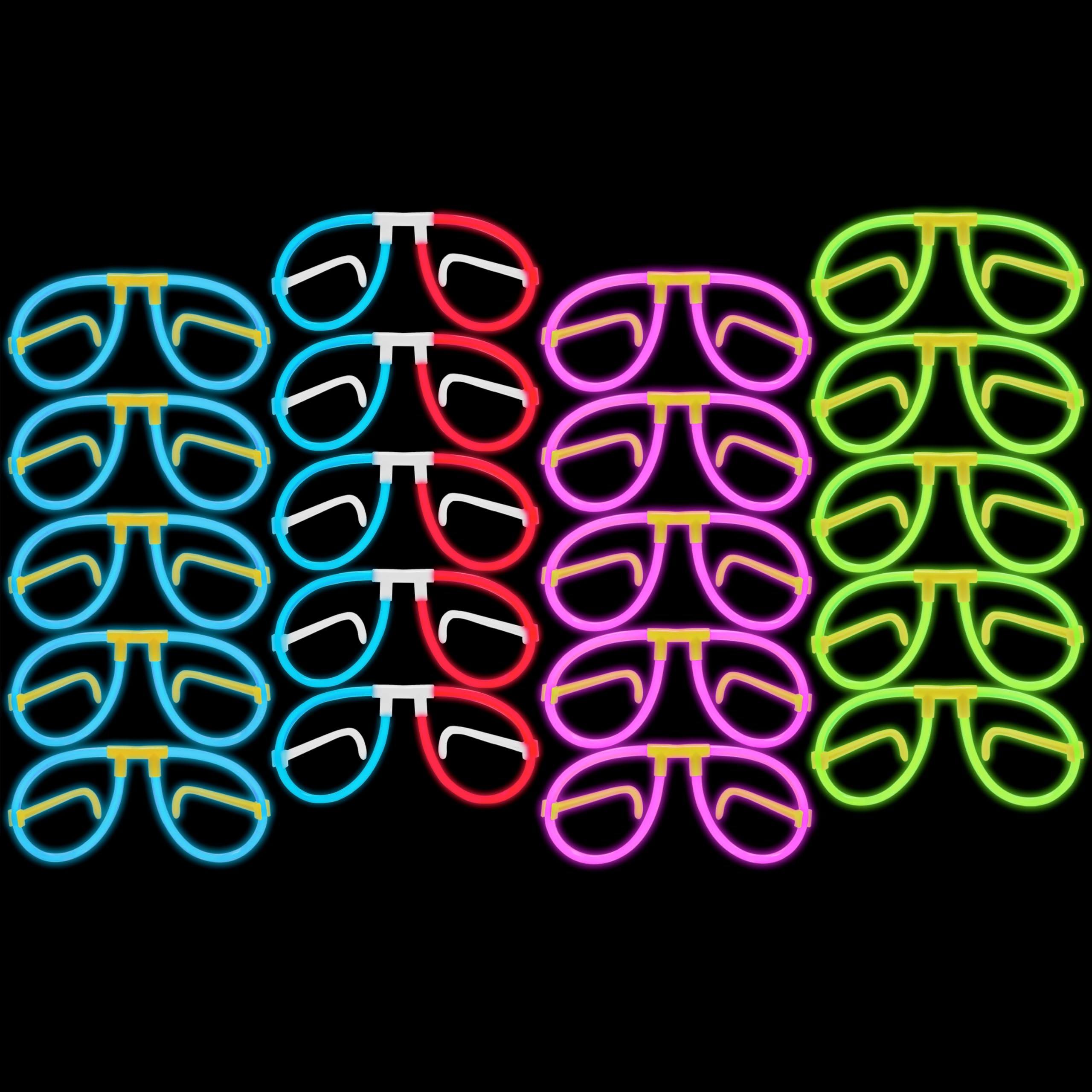 Glow Glasses for Kids - Bendable DIY Party Glasses with Connectors - Glow in the Dark Eyewear for Halloween, Raves & Birthday Parties - Fun Light Up Accessories for Night Events & Festivals