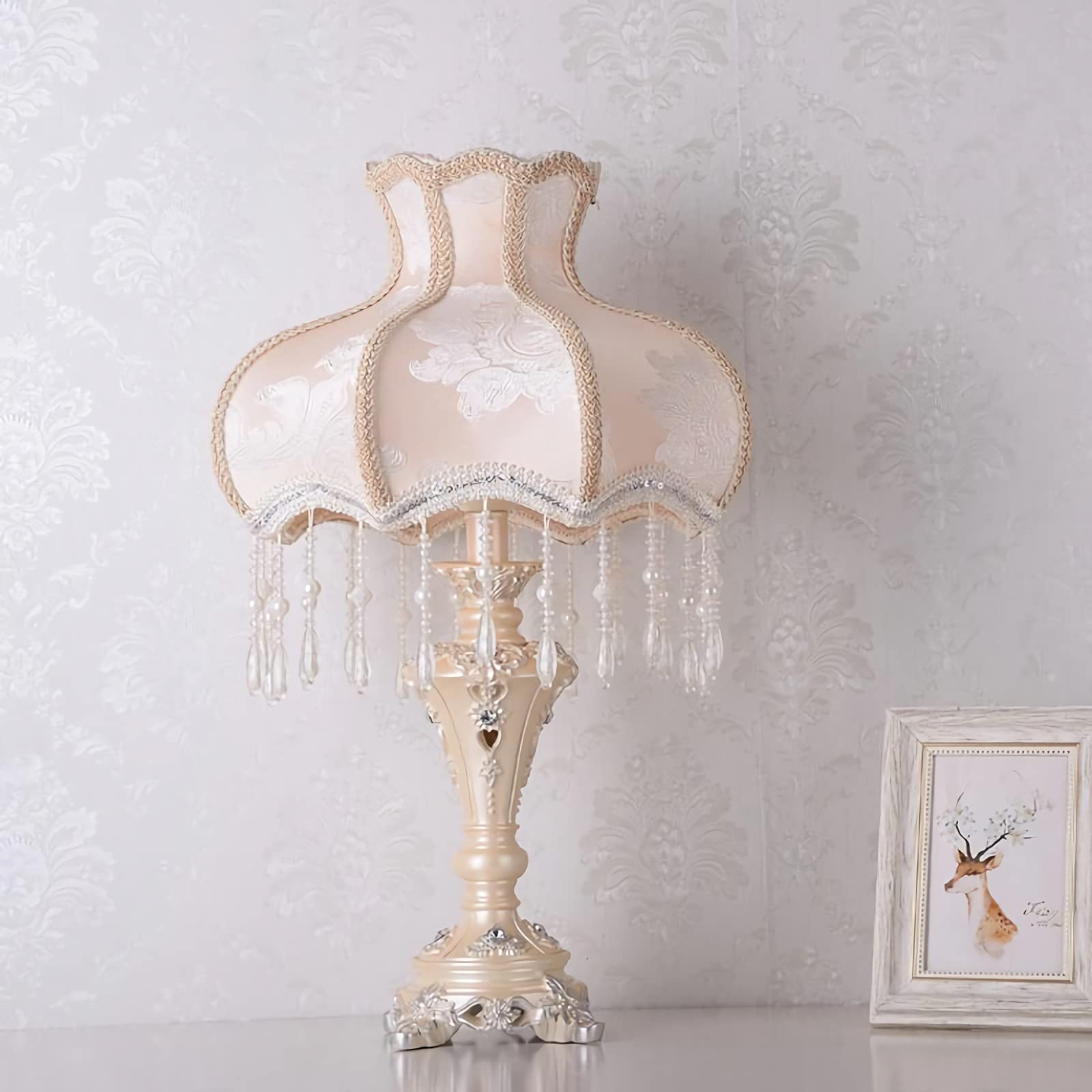 Vintage Art Deco Cottage Table Lamp - Mid-Century Resin Desk Light 13W x 22H - E26 110V Bulb - Perfect for Living Room, Bedroom, Office & Coffee Bar - Antique Craft Gift for Parents, Friends & Lovers