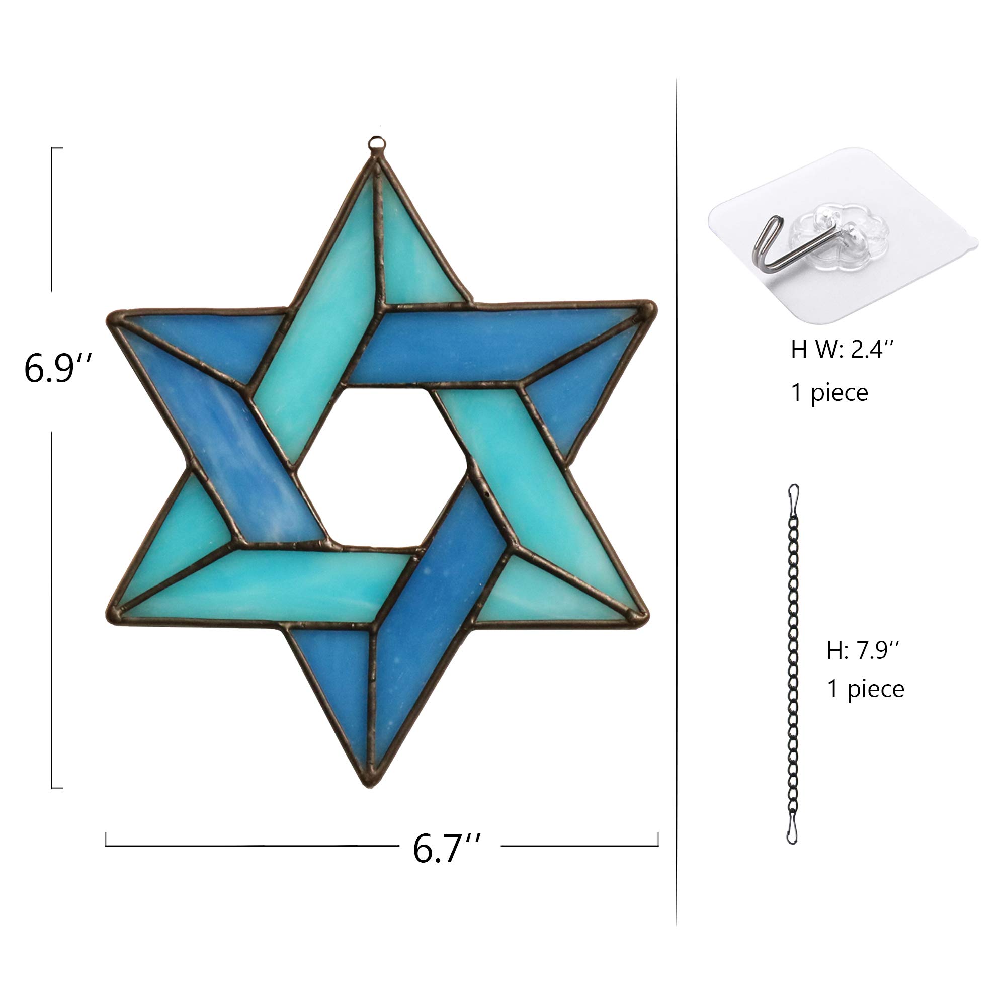 Beautiful Jewish Star Stained Glass Window Hanging - Star of David Suncatcher for Home & Office Decor - Meaningful Birthday & Housewarming Gifts for Women - Perfect for Jewish Holidays, Spiritual Spaces & Family Protection