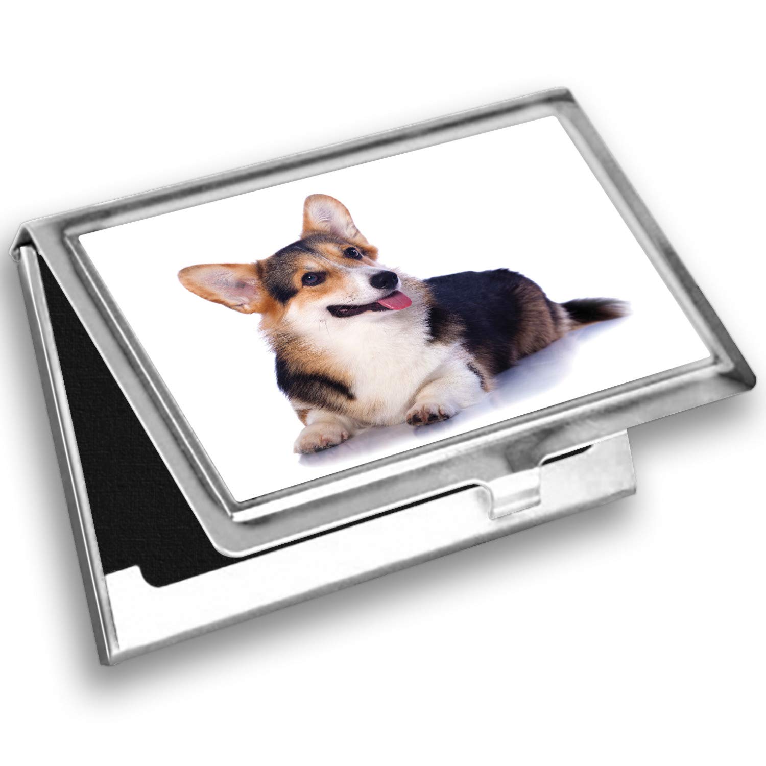 Ambesonne Corgi Card Holder - Premium Metal Wallet for Credit Cards & IDs | Pembroke Welsh Dog Lover Gift | Perfect for Travel, Shopping & Everyday Use