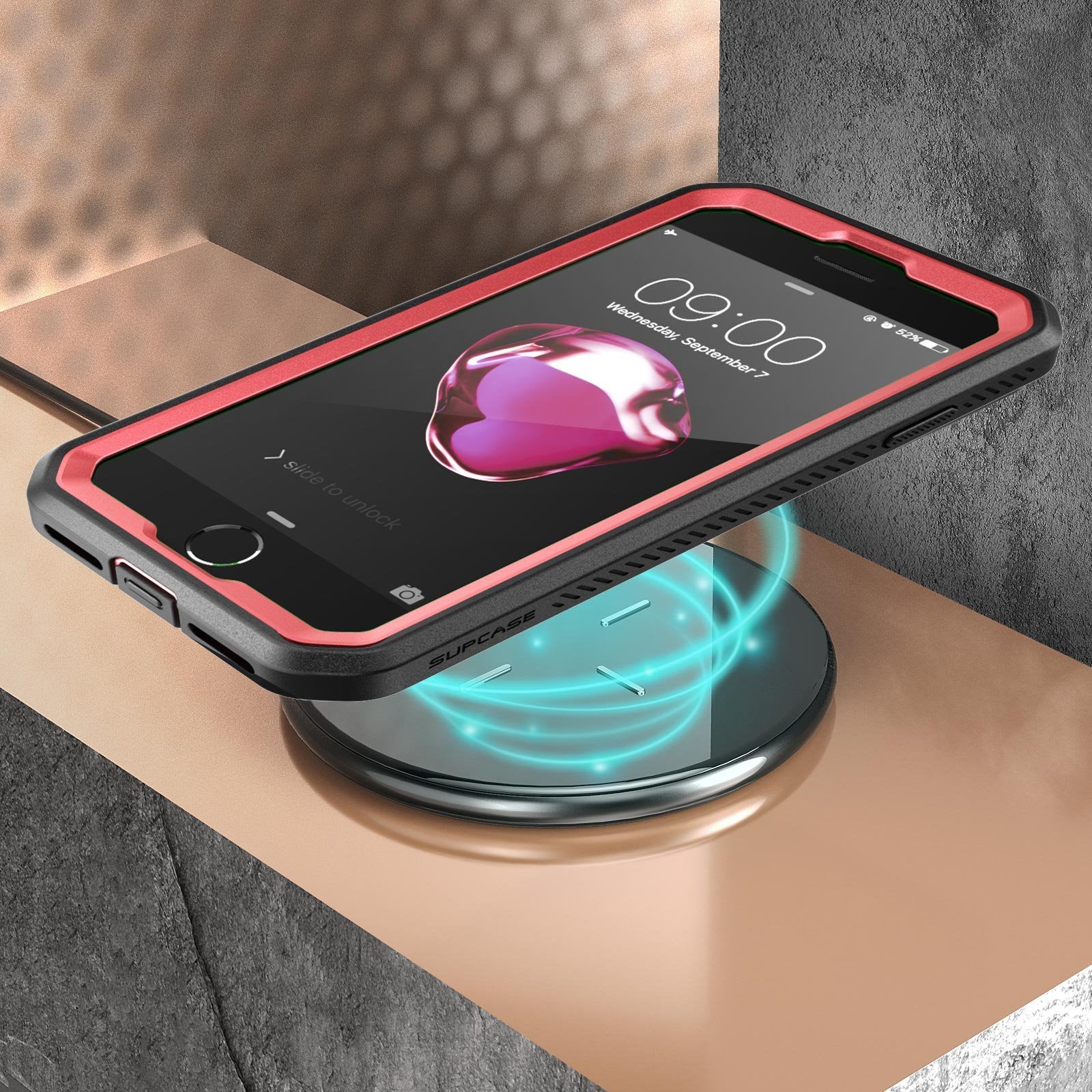 iPhone SE Unicorn Beetle Pro Full Body Protective Case with Kickstand - Shockproof, Military-Grade Protection - Metallic Red - Perfect for Outdoor Activities & Daily Use