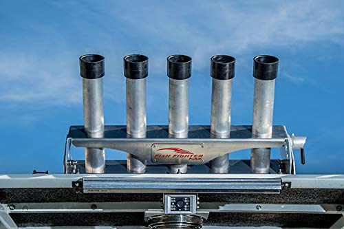 Boat Fishing Rod Holder Rack - 4-Position Adjustable Pivoting Rod Launcher with 5 Rod Capacity | Perfect for Saltwater & Freshwater Fishing, Kayak & Pontoon Boat Accessories