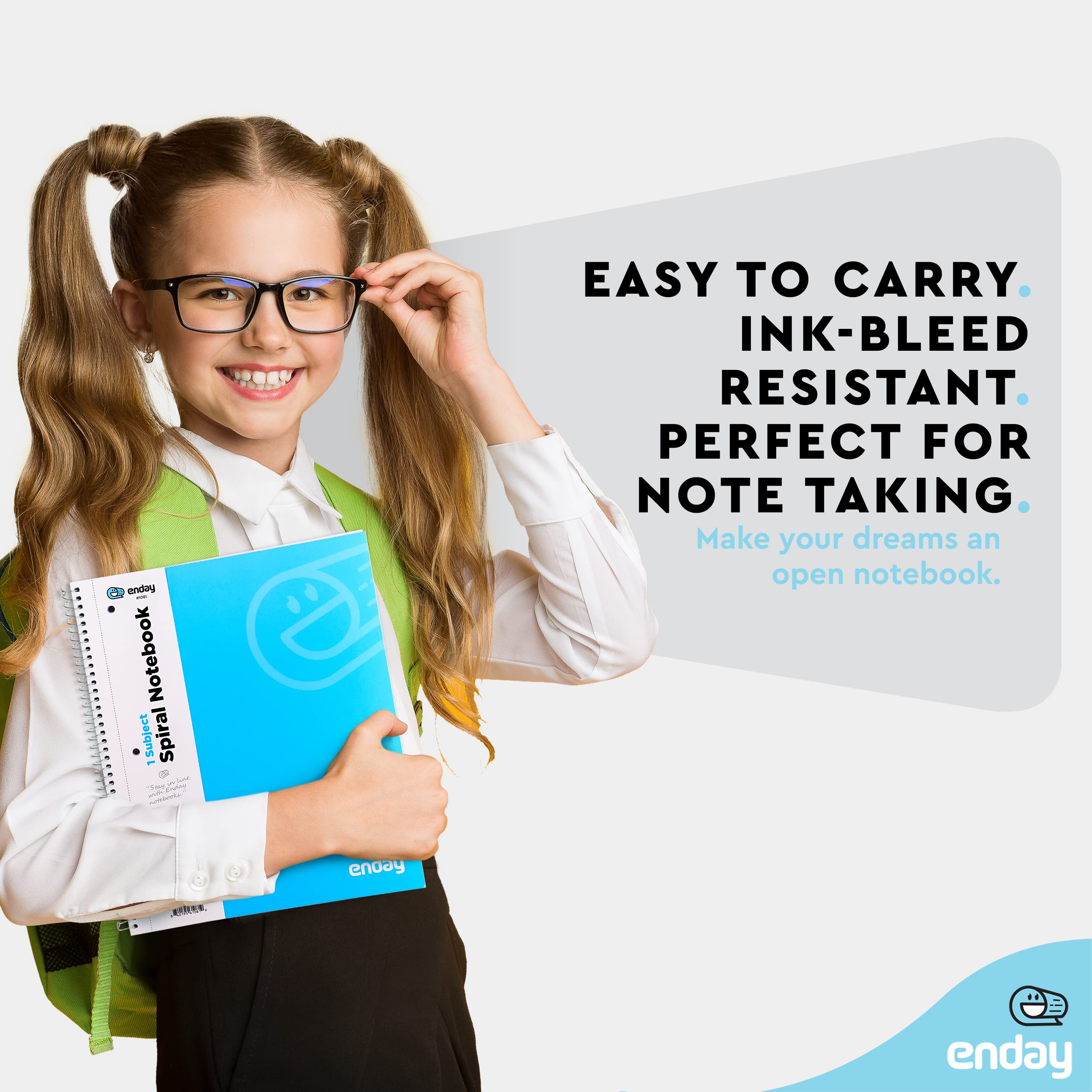 Enday Spiral Notebook Wide Ruled - 1 Subject Hardcover Spiral Bound Notebook, 70 Sheets Lined Paper for School, College & Office, 6 Pack (Pink, Purple, Green, Blue, Red, Grey) - Perfect for Note Taking, Journaling & Gift Giving