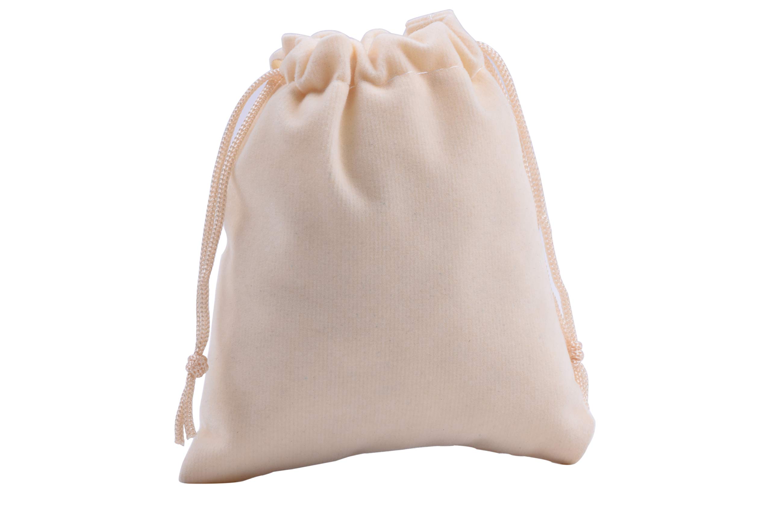 Sansam 25-Piece Cream Velvet Drawstring Bags for Jewelry Storage, Wedding Favors, Party Gifts, Candy Bags - 4.8x6.0 Inches - Elegant Gift Packaging for Bridesmaids, Baby Showers & Special Occasions