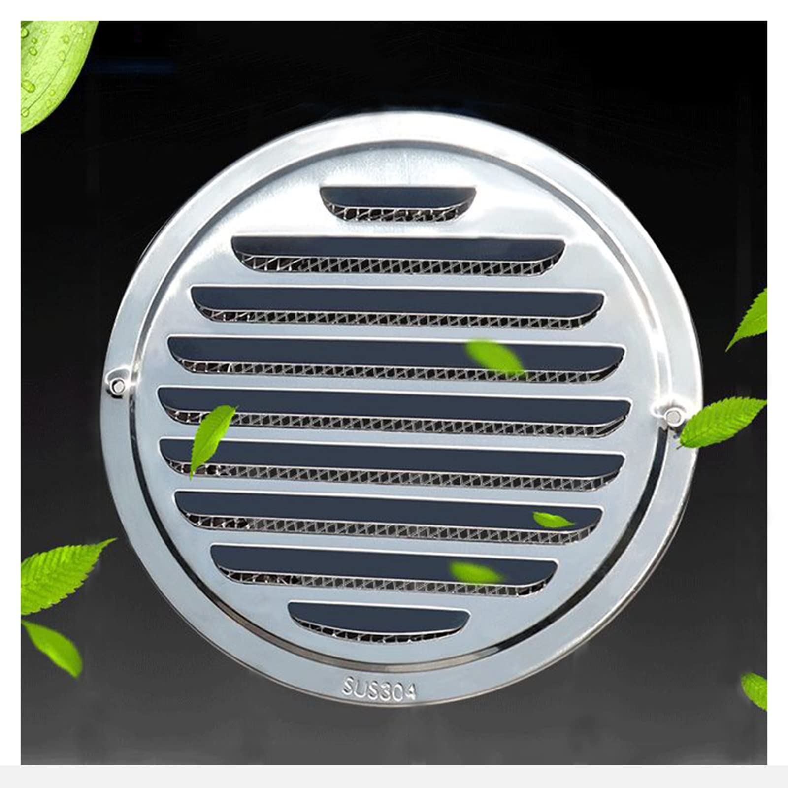 Stainless Steel Vent Hood Flat Ducting - 80mm/3.15in Round Wall Air Vent with Louver Grille Cover for Kitchen, Bathroom & HVAC Ventilation System - Durable Air Soffit Vents & Ventilation Outlet Ducting