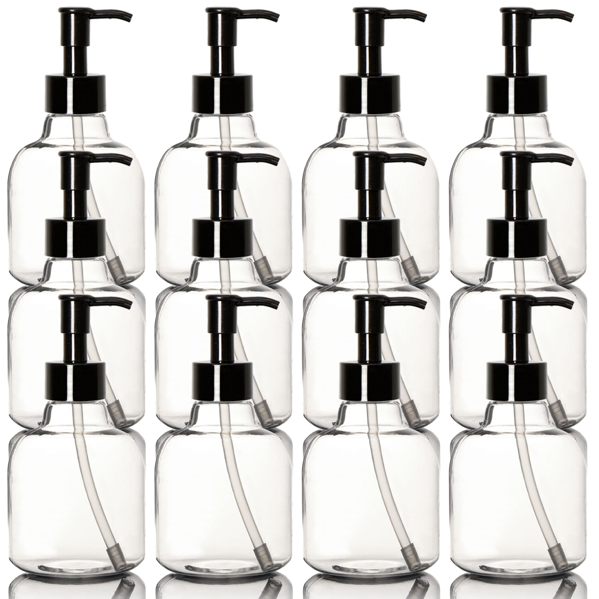 Youngever 6 Pack 12oz Clear Plastic Pump Bottles with Travel Lock - Refillable Cosmetic & Travel Containers for Lotion, Shampoo, Soap Dispenser - Perfect for Home, Gym, Travel & Salon Use