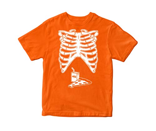 Kids Tee - Skeleton Costumes Juice Box & Pizza - Orange