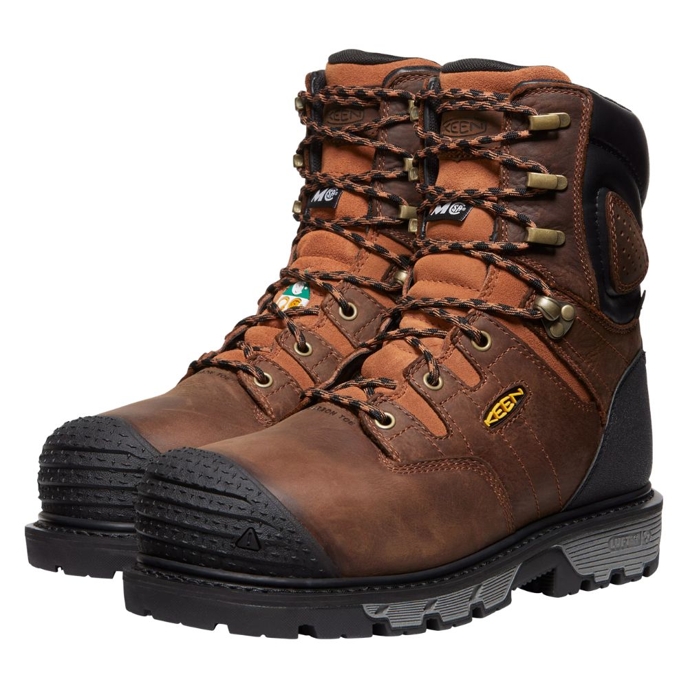 **Keen Camden Men's Size 8 Waterproof Work Boots with Internal MET Guard & Composite Toe - Brown (Model 1027693) - Ideal for Construction, Hiking & Outdoor Work**