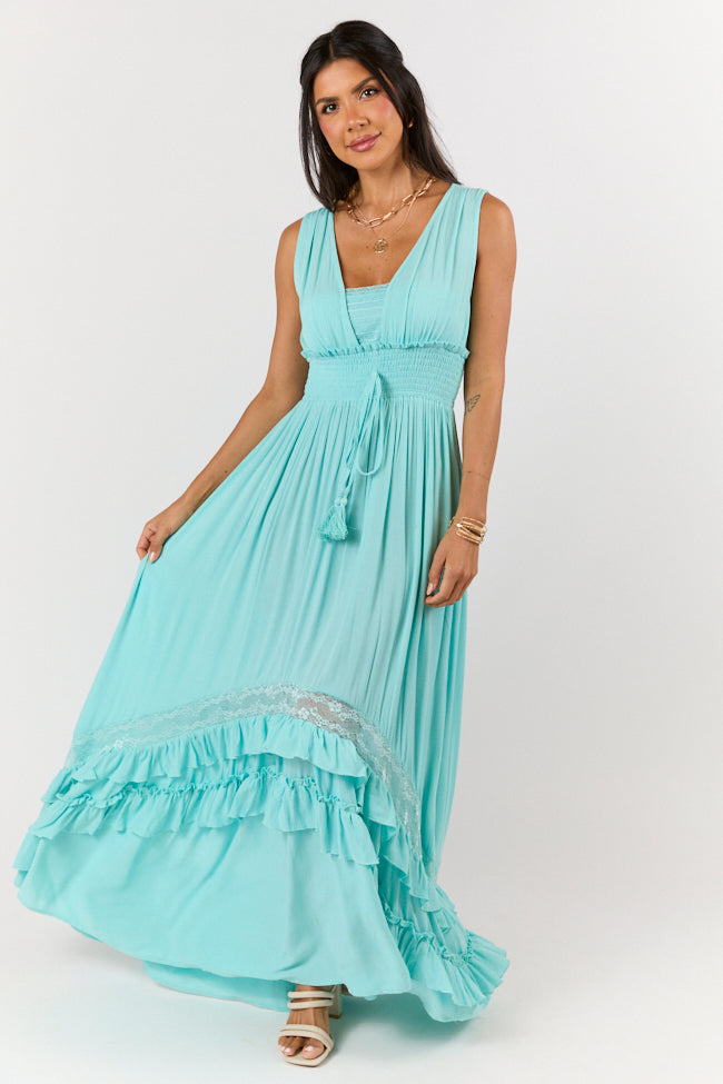 Lucky To Have You Light Blue Sleeveless Maxi Dress for Women - Summer Beach Wedding Party Dress - Perfect for Vacation, Date Night & Special Occasions