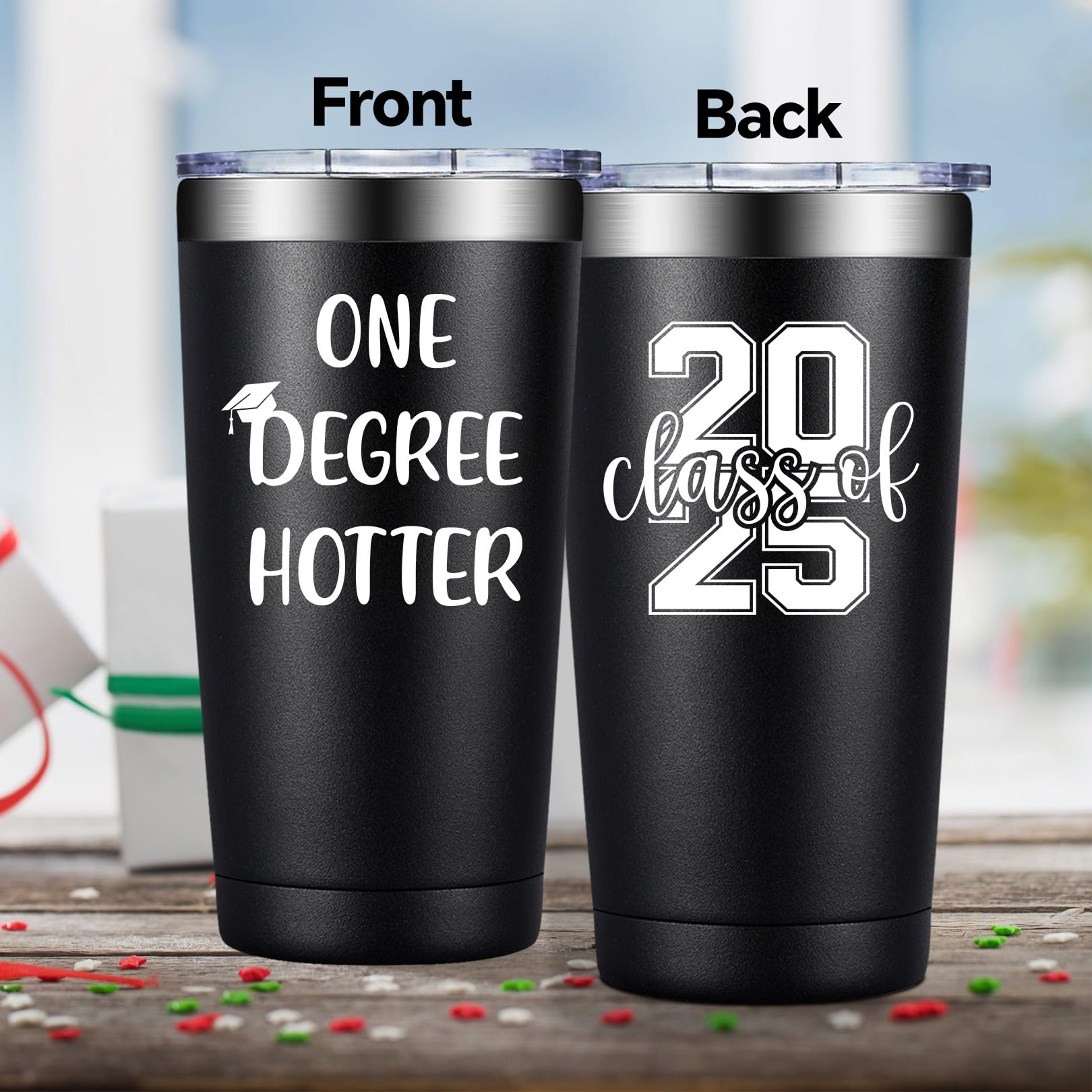 20oz One Degree Hotter Tumbler - Best Graduation Gift for Men (Class of 2025) - Ideal for College, High School, Masters & PhD Graduates - Keeps Drinks Hot/Cold - Perfect for Campus, Office & Daily Commute
