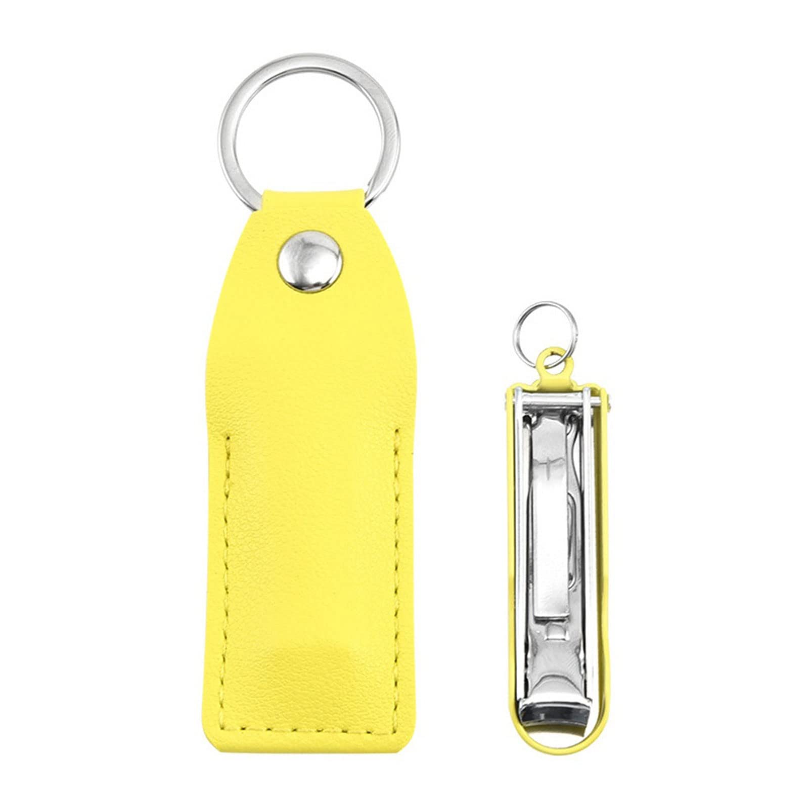 Ultra-Thin Portable Folding Nail Clippers with Nail File & Key Ring Leather Case - Compact Toe & Fingernail Trimmer for Travel, Gym, Hiking & Everyday Use