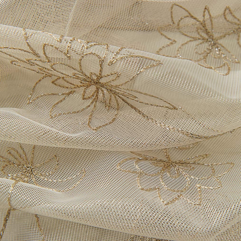 Exquisite Flower Embroidered Balloon Shades - Rod Pocket Tie-Up Sheer Curtains for Living Room & Kitchen - Perfect for Home Decor & Window Treatments