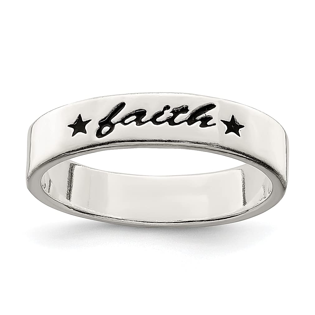 925 Sterling Silver Faith Band Ring for Women - Religious Jewelry Gift for Her - Perfect for Church, Weddings & Daily Wear