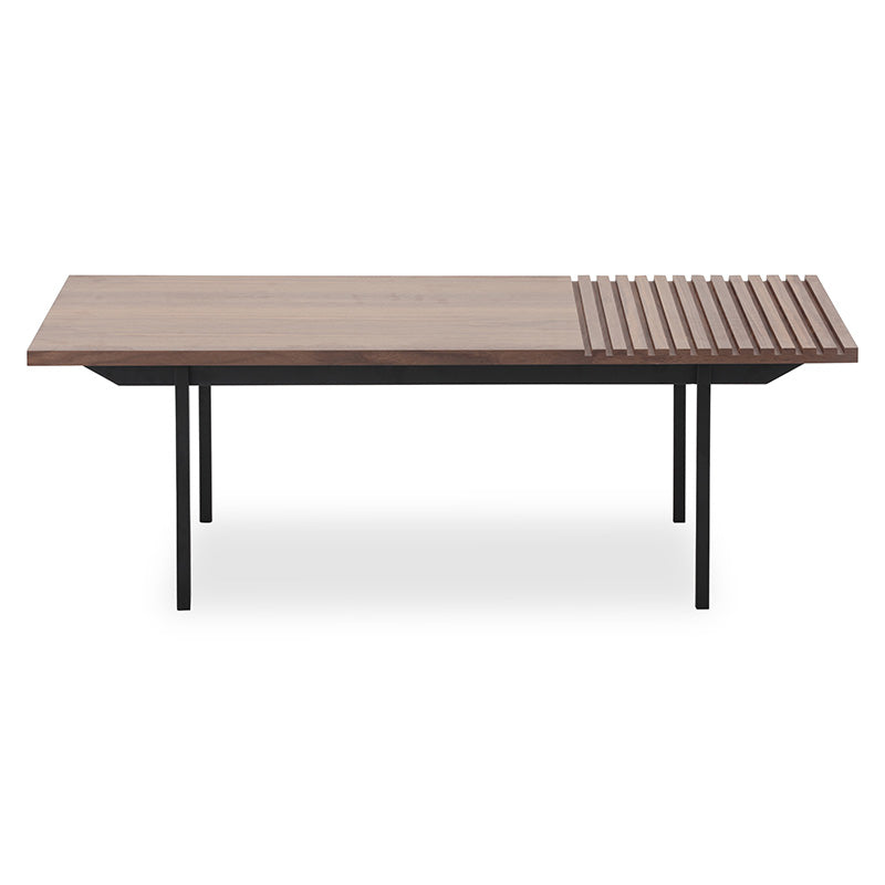 TOZZI 47 Inch Rectangular Coffee Table - Solid Walnut & Black Finish - Modern Living Room Center Table for Small Spaces & Home Decor