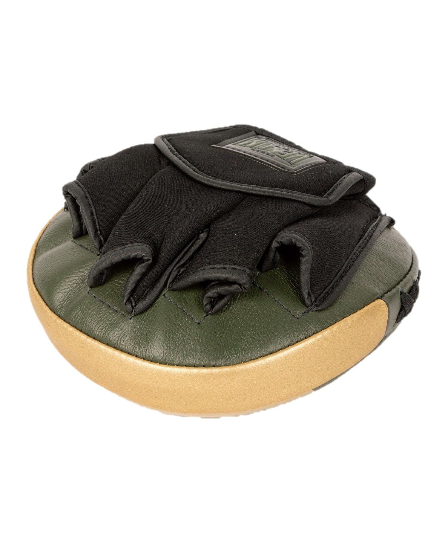 Venum Pro Boxing Mini Curved Punch Mitts (Pair) - Khaki/Gold | MMA Training Gloves for Speed & Accuracy | Perfect for Boxing Drills, Pad Work & Combat Sports Training
