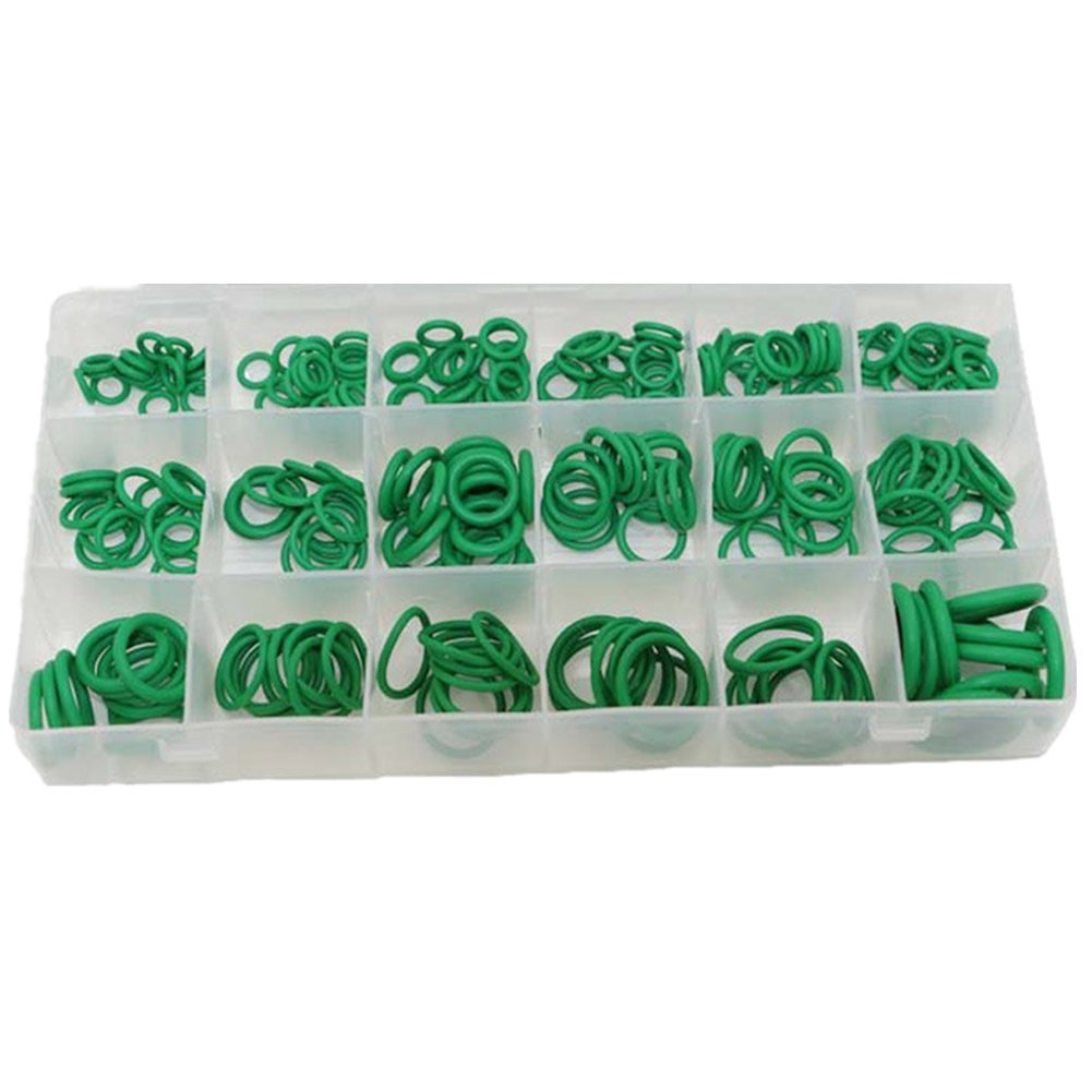 BaiFM 18 Sizes 270pcs Car AC Compressor O-Ring Seals Kit - Green Rubber Gasket Assortment Set for Automotive Air Conditioning Repair & Maintenance - Perfect for Mechanics, DIY Car Enthusiasts & HVAC Professionals