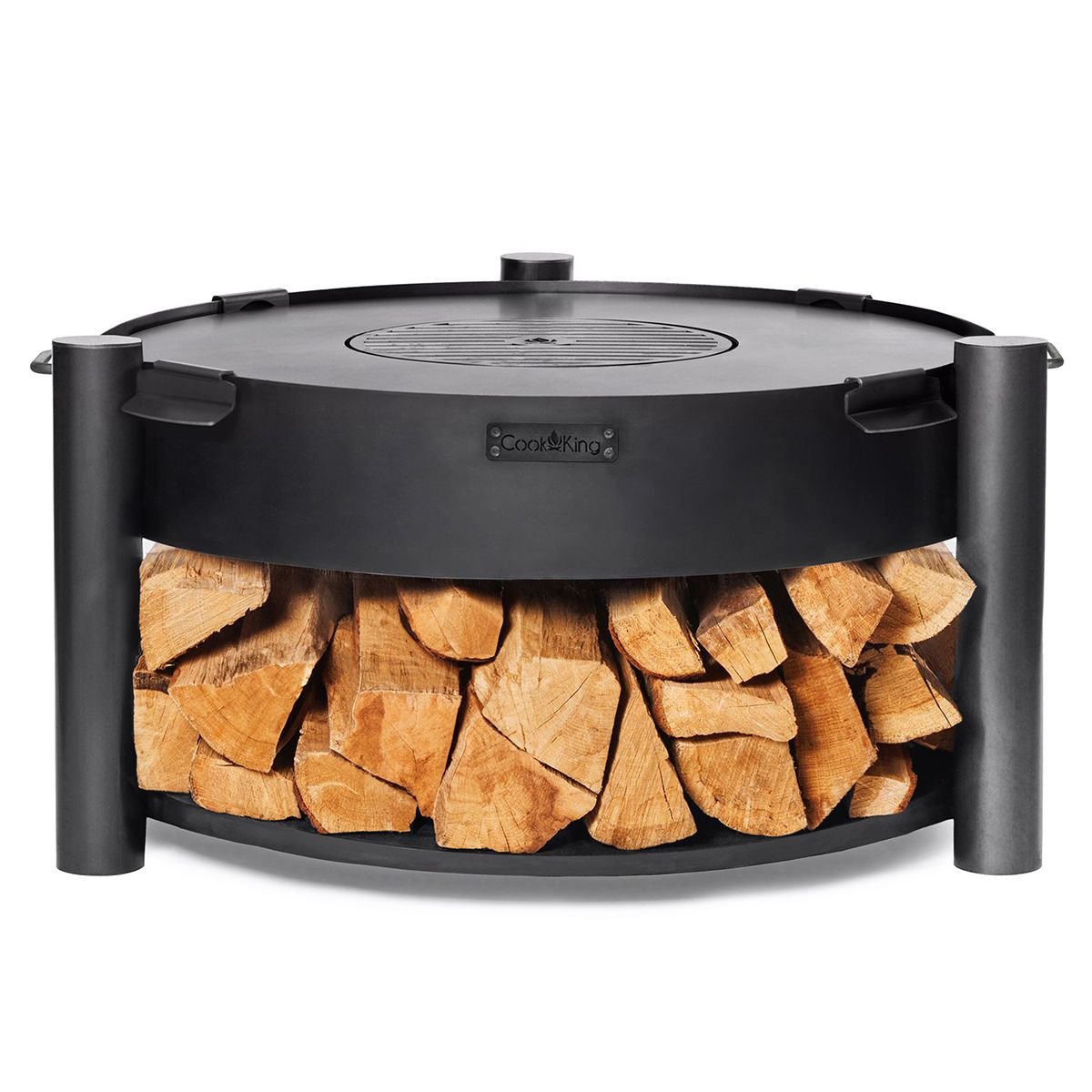 Montana 24 Inch Outdoor Fire Pit with Removable Grill Plate - Perfect for Backyard Camping, BBQ Parties & Patio Gatherings