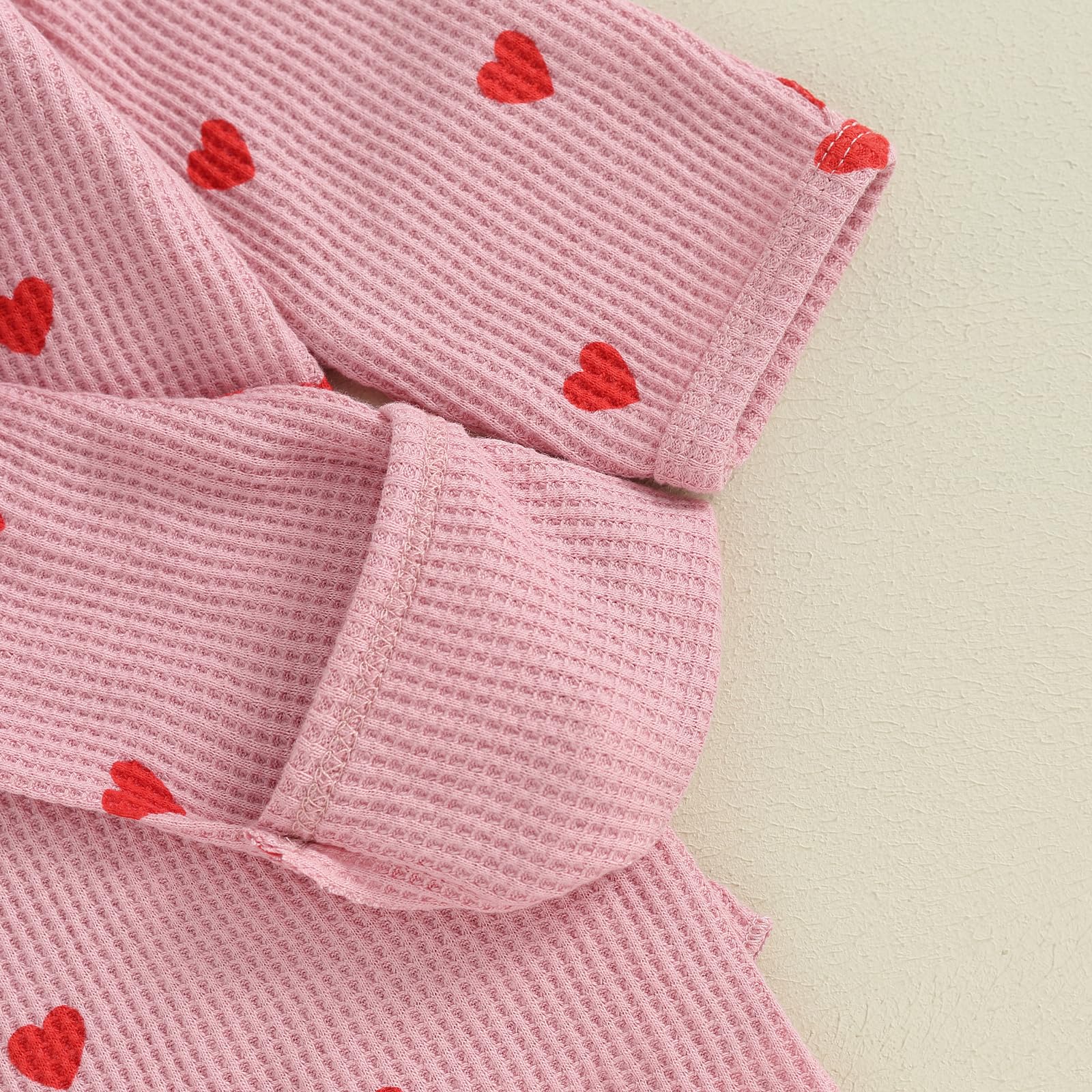Valentine's Day Baby Girl Outfit - Heart Ruffle Long Sleeve Footie Romper & Headband Set | Newborn Photoshoot, Holiday Party, Family Gathering