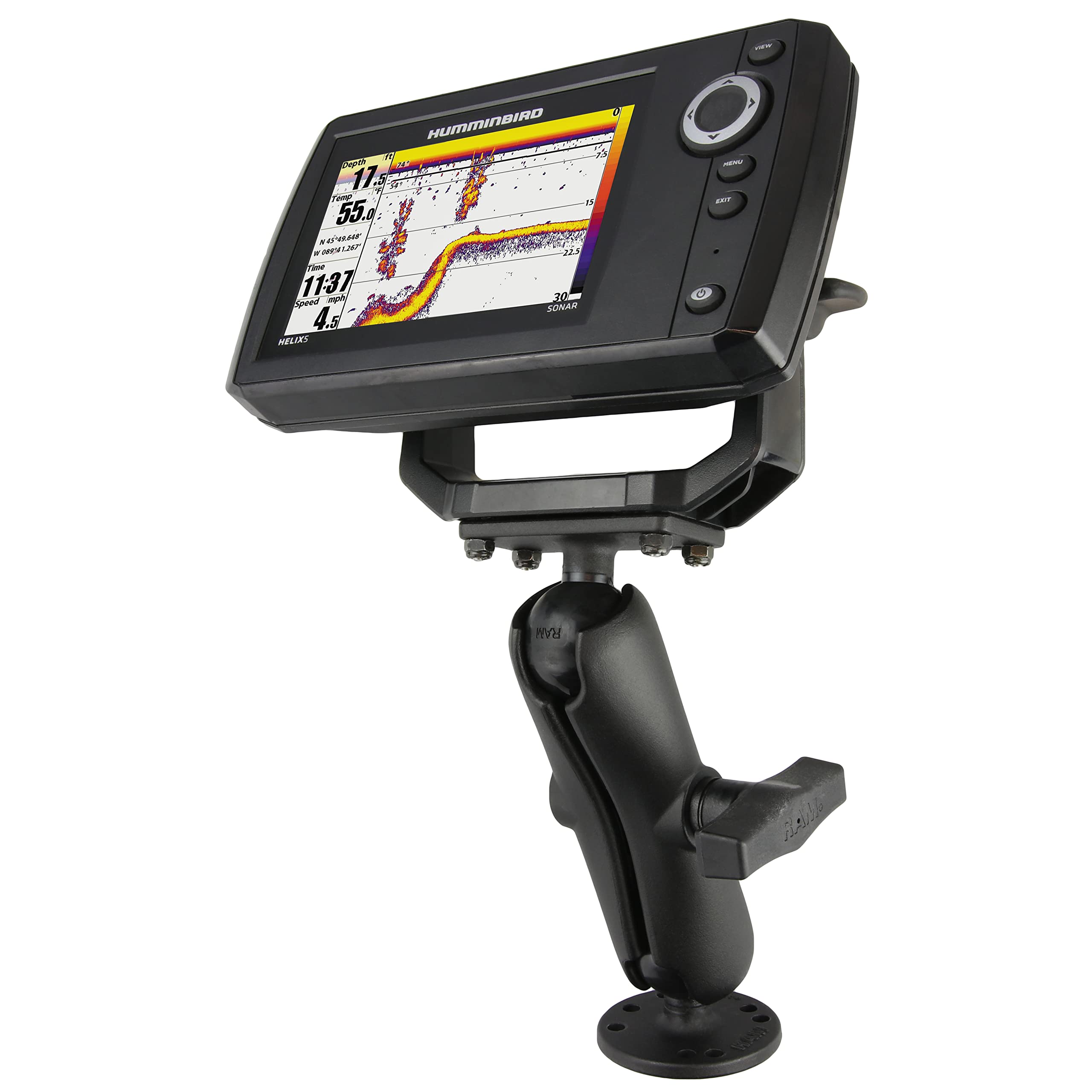 Humminbird Helix 5 RAM-202-153-202U Double Ball Mount with Medium Arm - Enhanced Stability for Marine Navigation & Fishing