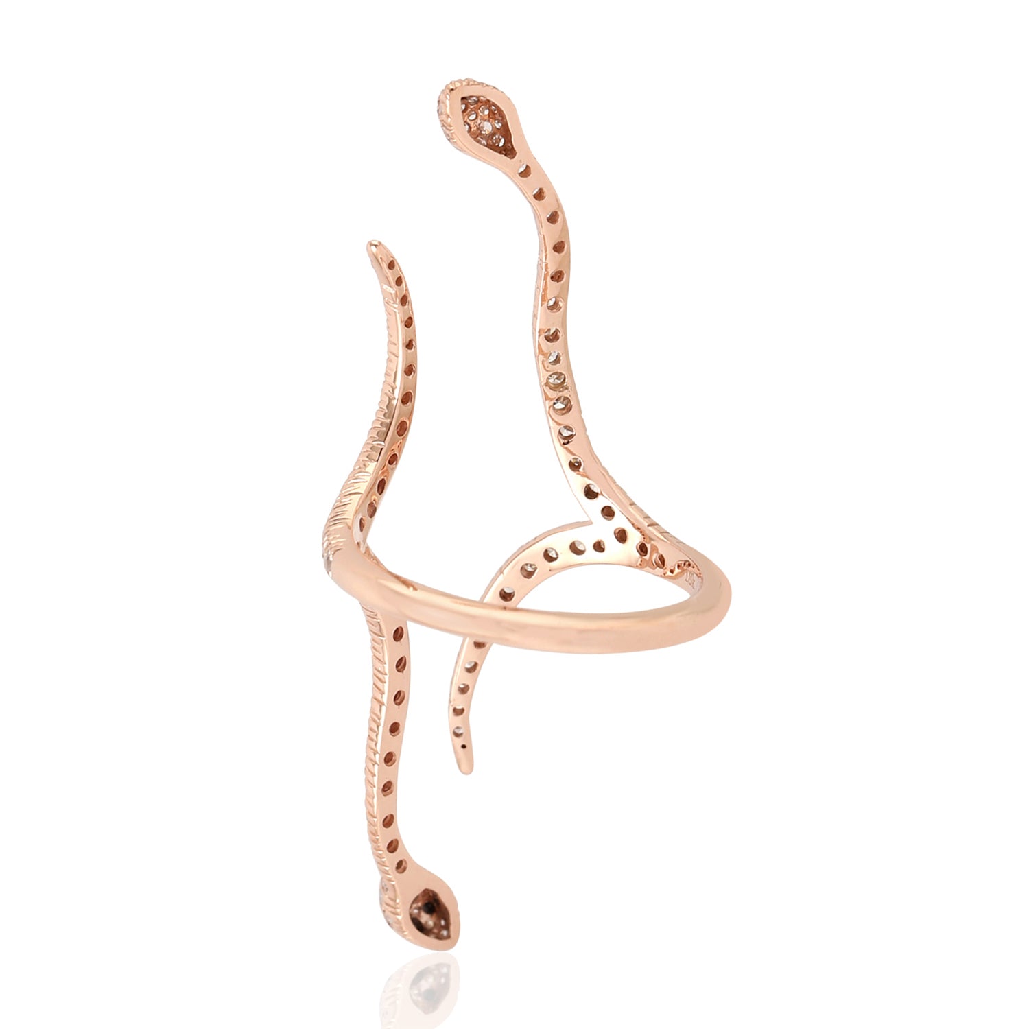 18K Rose Gold Pave Diamond Snake Ring for Women - Elegant Handmade Jewelry Gift for Anniversary, Valentine's Day & Special Occasions