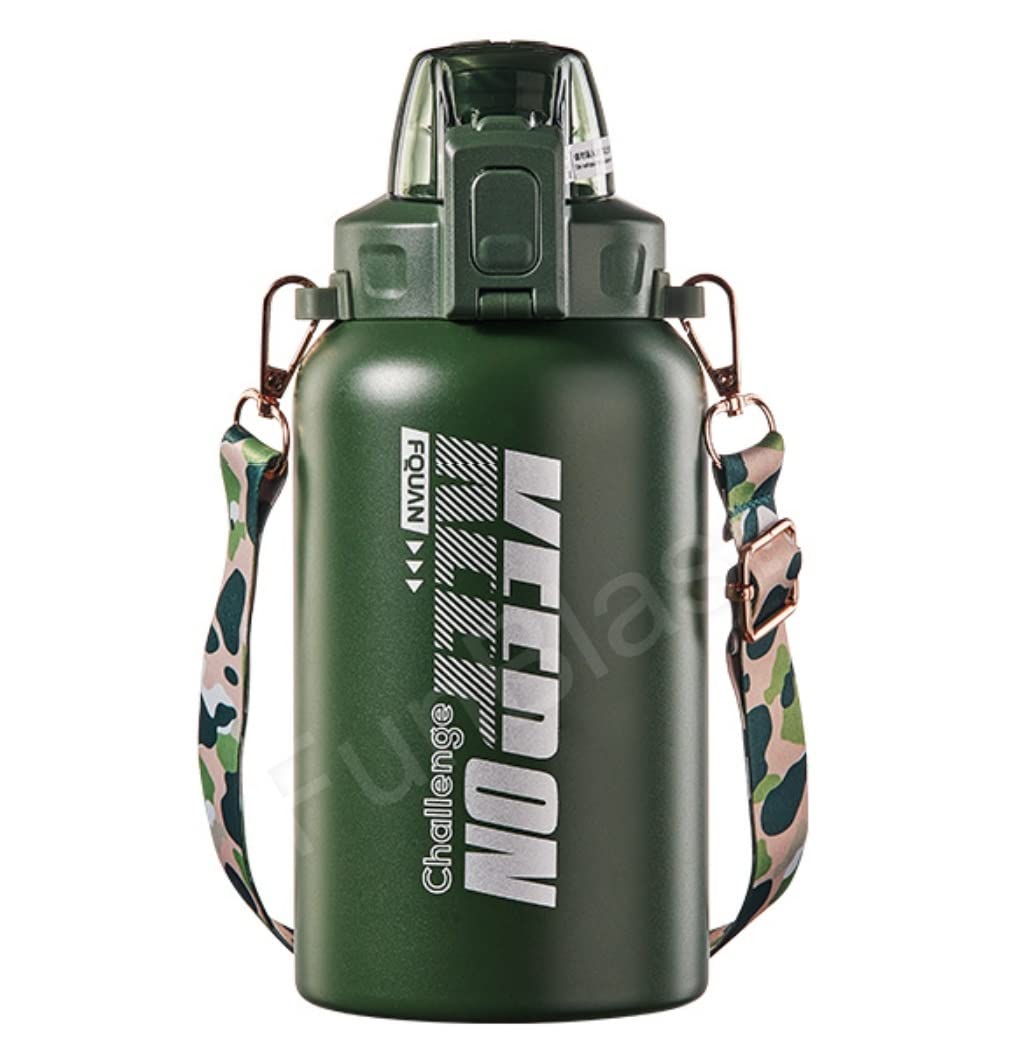 FunBlast 1000ML Insulated Stainless Steel Water Bottle - Hot & Cold Thermos Flask, BPA-Free 304 Stainless Steel Gallon Bottle for Gym, Hiking, Office & Outdoor Activities (Green)