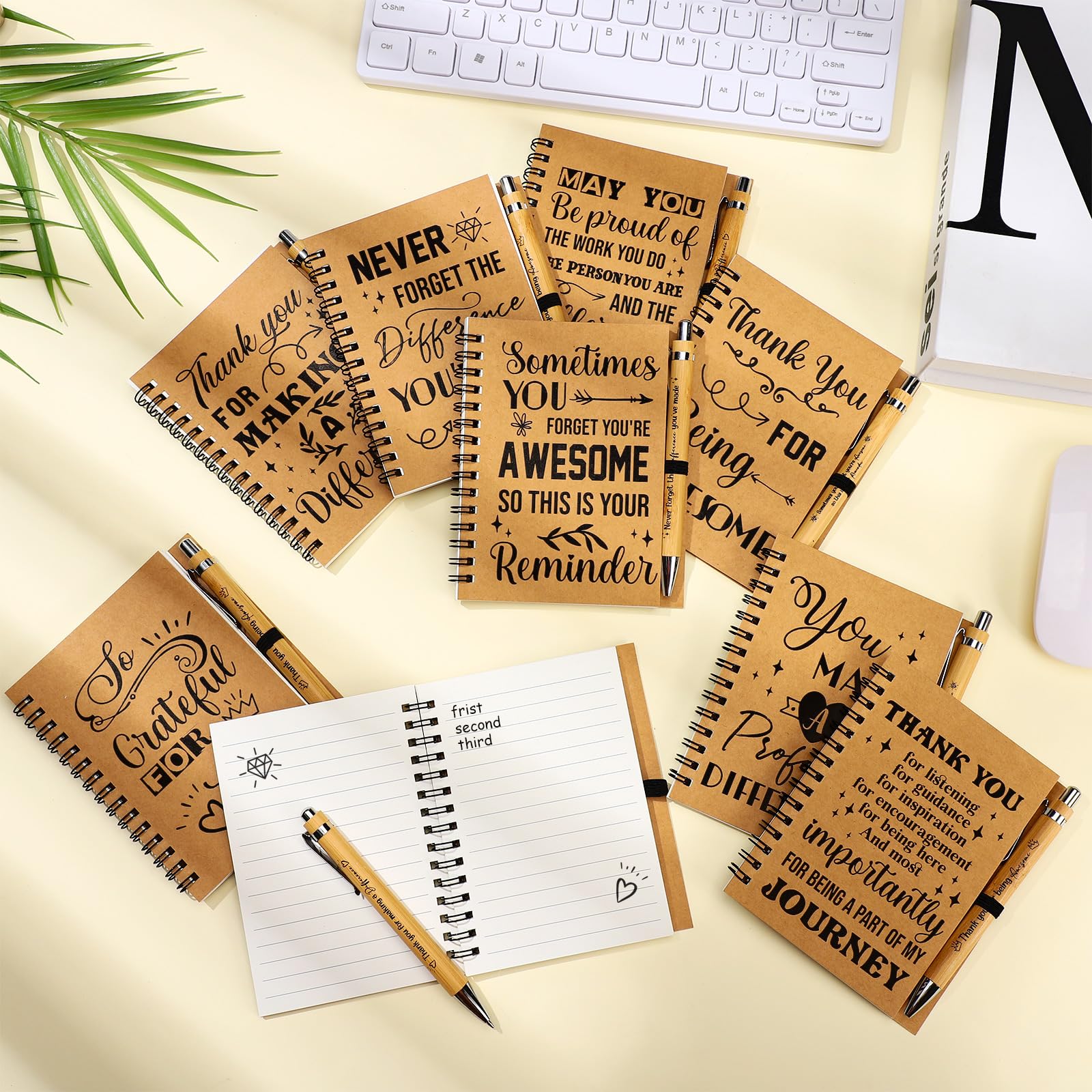 64 Sets Bulk Employee Appreciation Gifts - Inspirational Spiral Notebook & Motivational Pens Set (3.94 x 5.51
