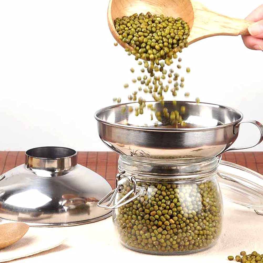 Alnicov 2-Pack Stainless Steel Canning Funnel Set - Wide & Regular Mouth Mason Jar Funnel with Handle for Liquid & Dry Ingredients (Small + Large Sizes) - Perfect for Home Canning, Food Preservation & Kitchen Transfer