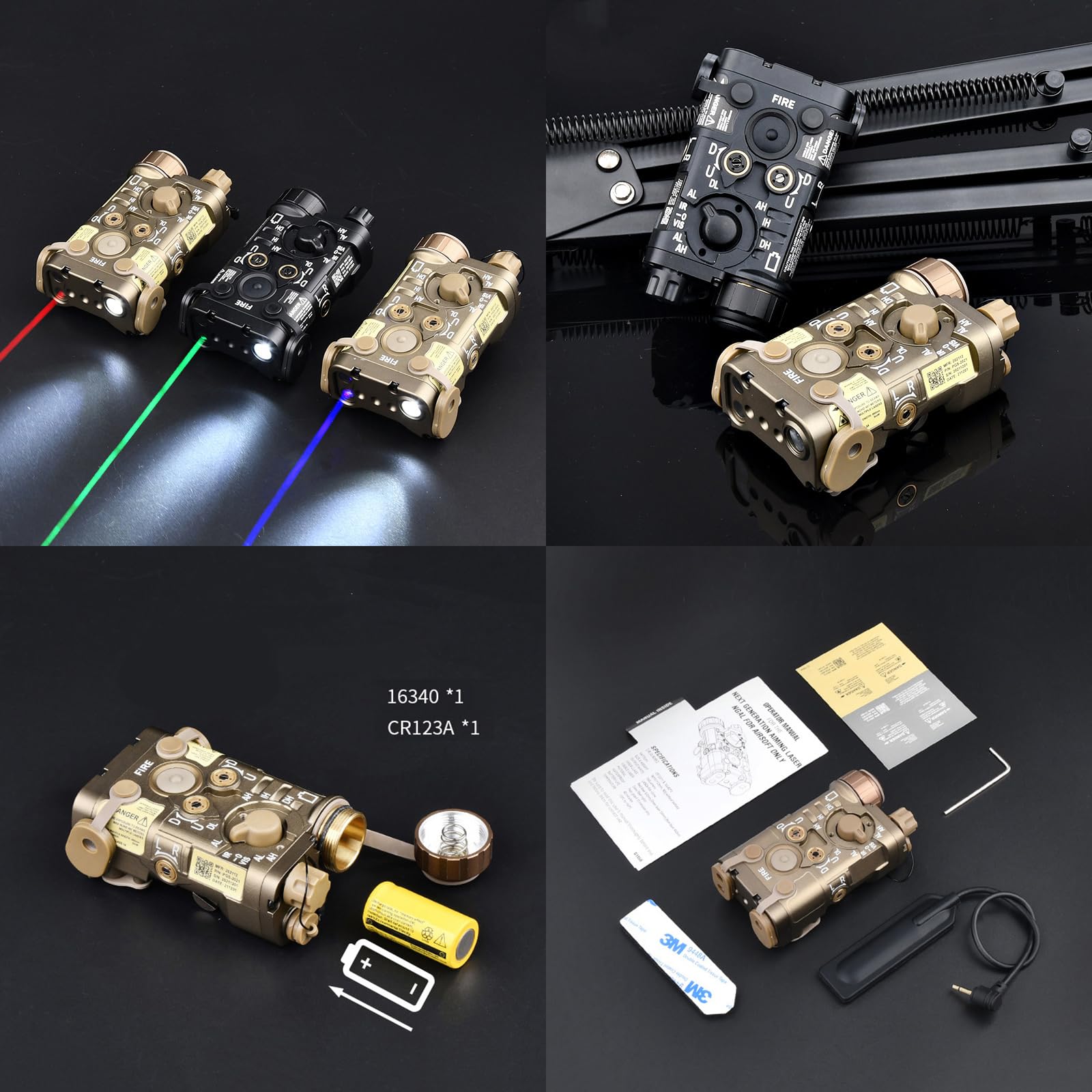 Metal L3-NL Box Laser Sight with IR Laser & Green Laser | Strobe/Momentary/Constant Modes | 150 Lumens White Light LED Flashlight | Pressure Switch | Fits 20mm Rail | Perfect for Tactical Shooting, Hunting & Outdoor Adventures