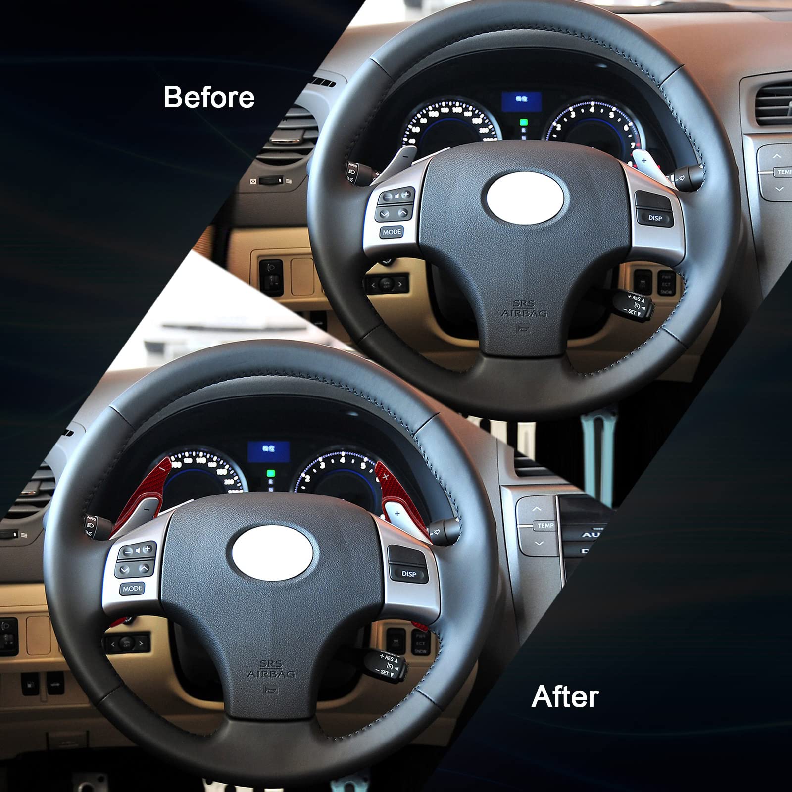 TANGSEN Real Carbon Fiber Steering Wheel Shift Paddle Extender - Compatible with Lexus IS 2006-2012 Models | Premium Car Interior Upgrade for Enhanced Driving Experience & Sporty Look