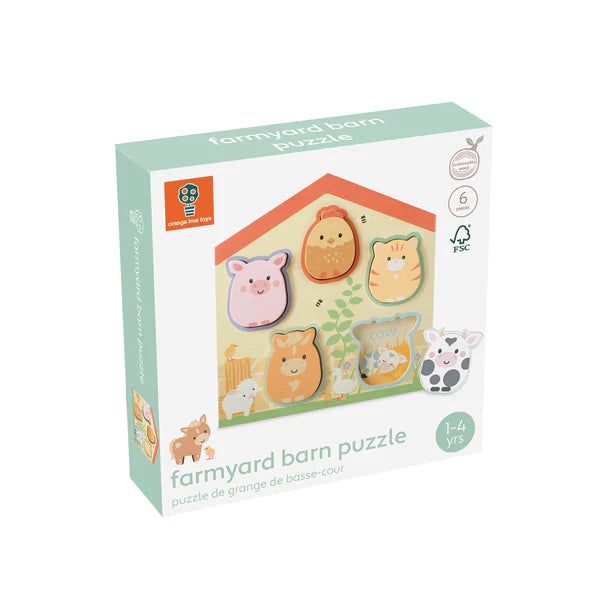 Farmyard Barn Shape Puzzle - Wooden Animal Toy for Toddlers & Kids - Educational Learning Game for Preschool & Kindergarten - Perfect for Home, Classroom & Montessori Activities