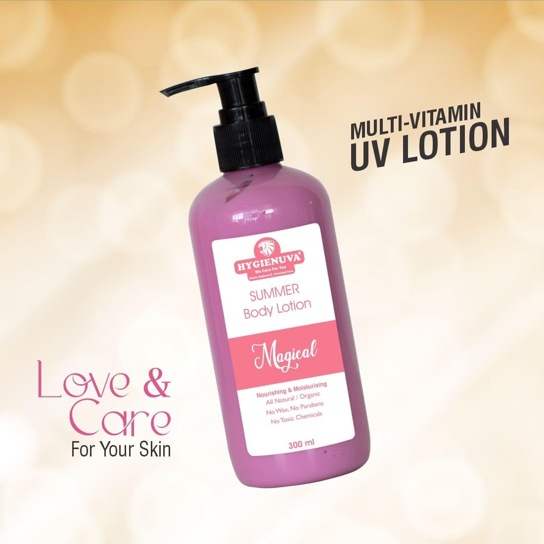 Hygienuva Summer Body Lotion 300ml - Moisturizing Cream for All Skin Types, Women & Men | Hydrating Daily Care for Dry Skin, After Sun Soothing, and Summer Skin Protection