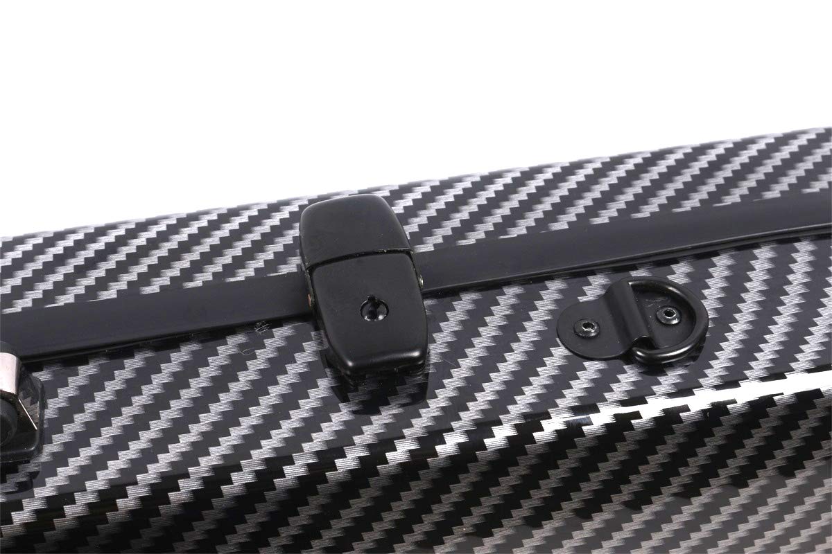 Carbon Fiber Violin Case - Lightweight & Durable Oblong Design for Full Size Violin with Music Sheet Pocket (Black) - Perfect for Travel, Performances & Music Lessons