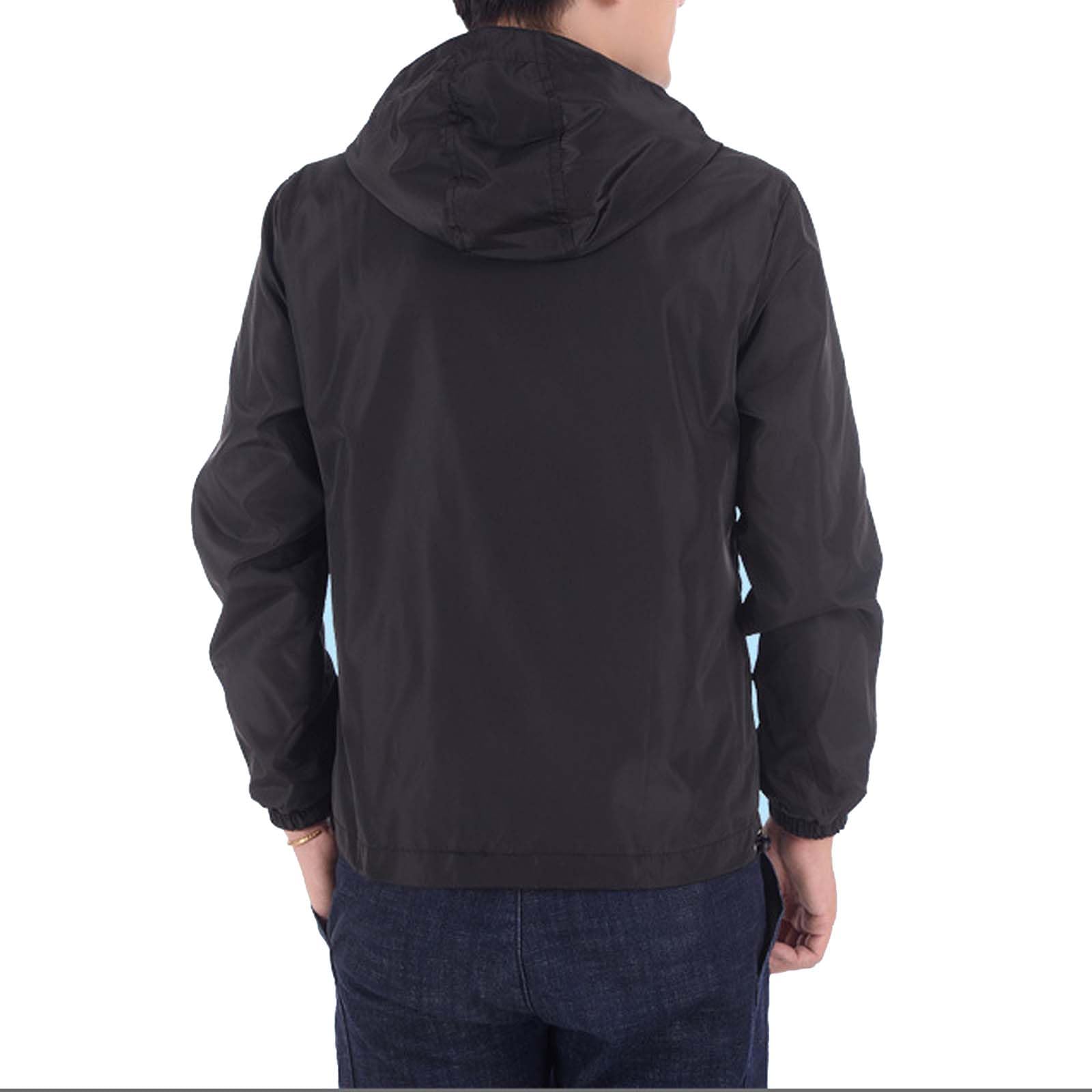 Men's Lightweight Windbreaker Jacket - Hooded Zippered for Hiking & Cycling